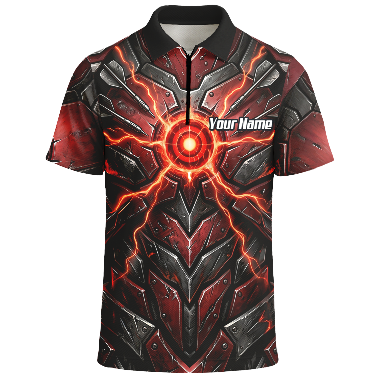 Personalised Red Black Mechanical Armor Dart Jersey For Men Custom Sublimated Polo Shirt A9366