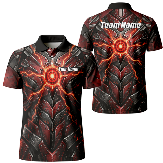 Personalised Red Black Mechanical Armor Dart Jersey For Men Custom Sublimated Polo Shirt A9366