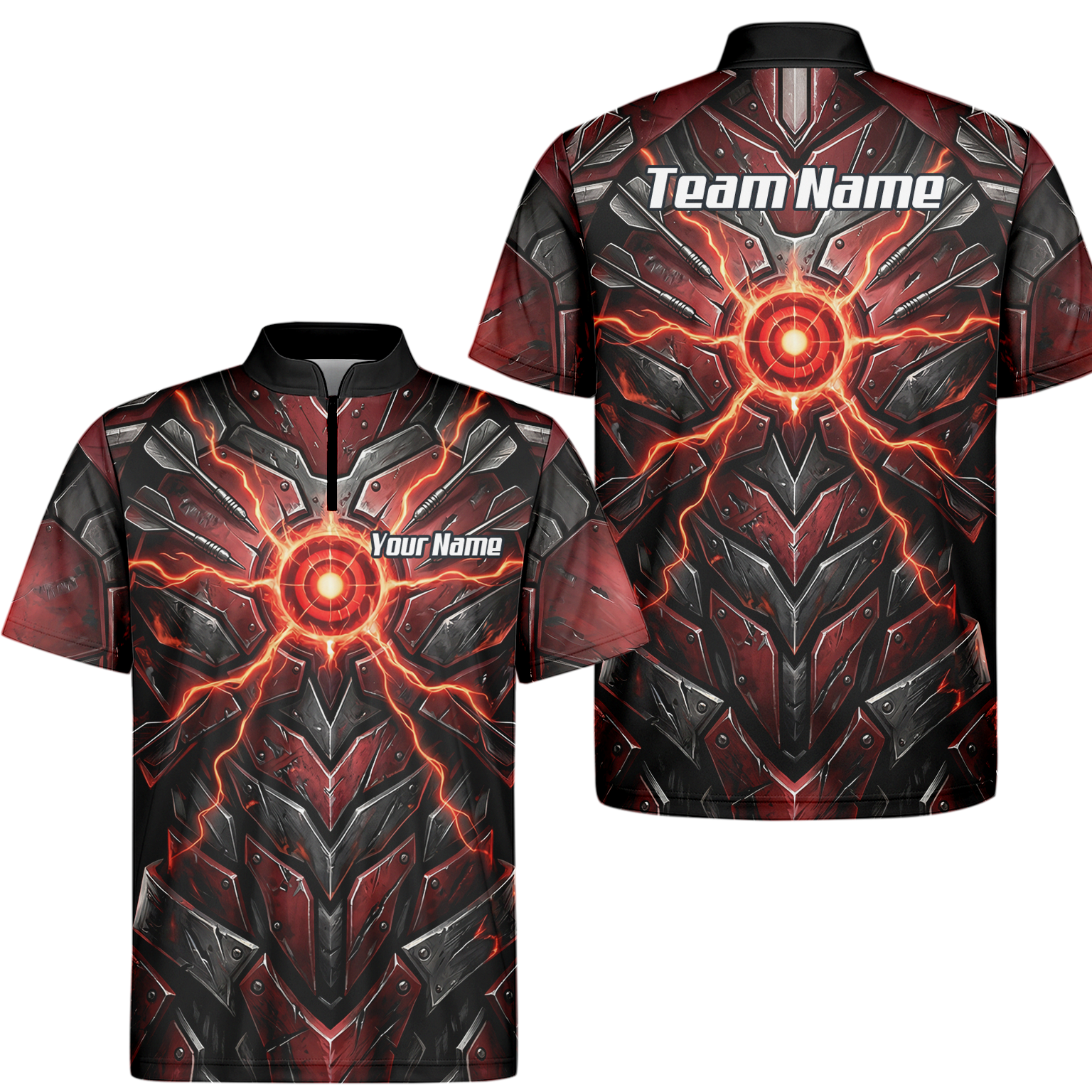 Personalised Red Black Mechanical Armor Dart Jersey For Men Custom Sublimated Polo Shirt A9366
