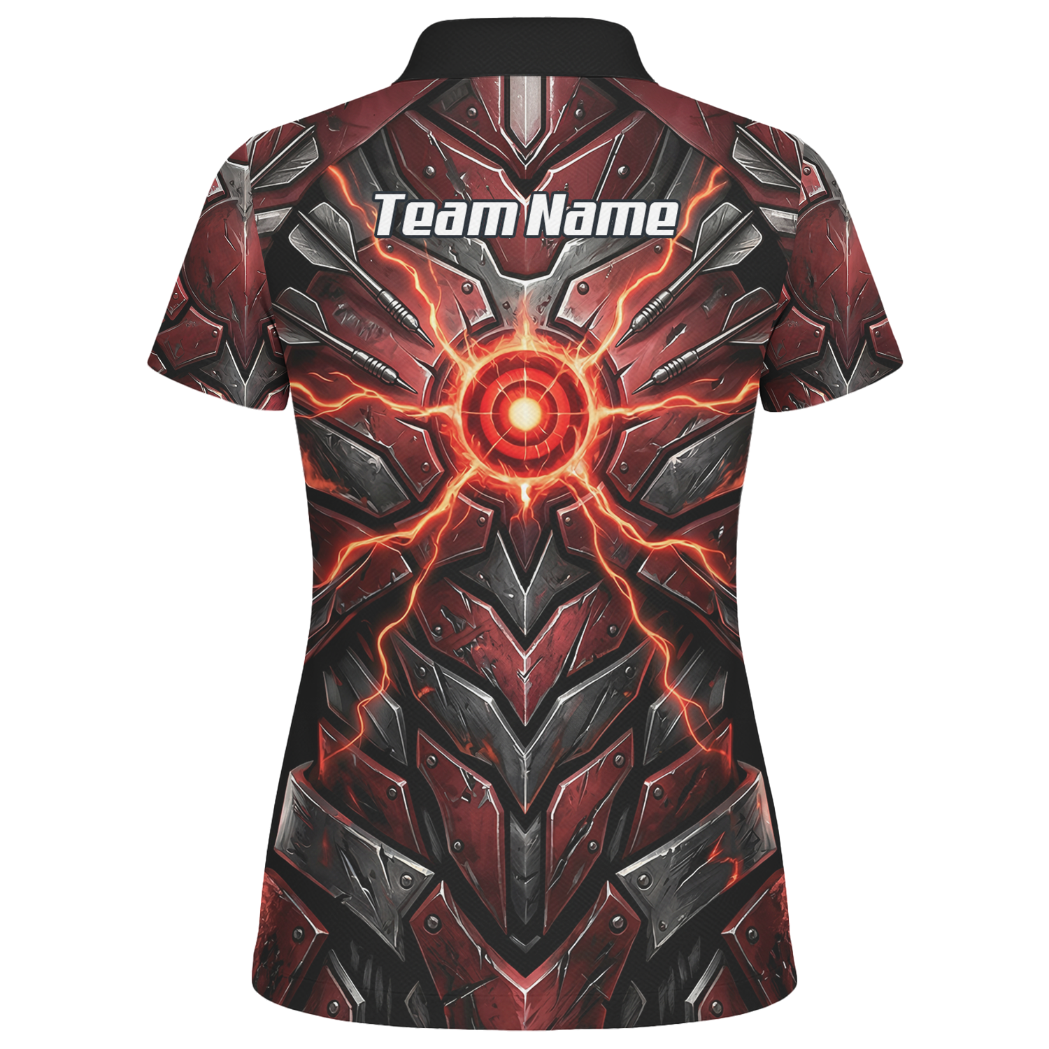 Personalised Red Black Mechanical Armor Dart Jersey For Women Custom Sublimated Polo Shirt A9366