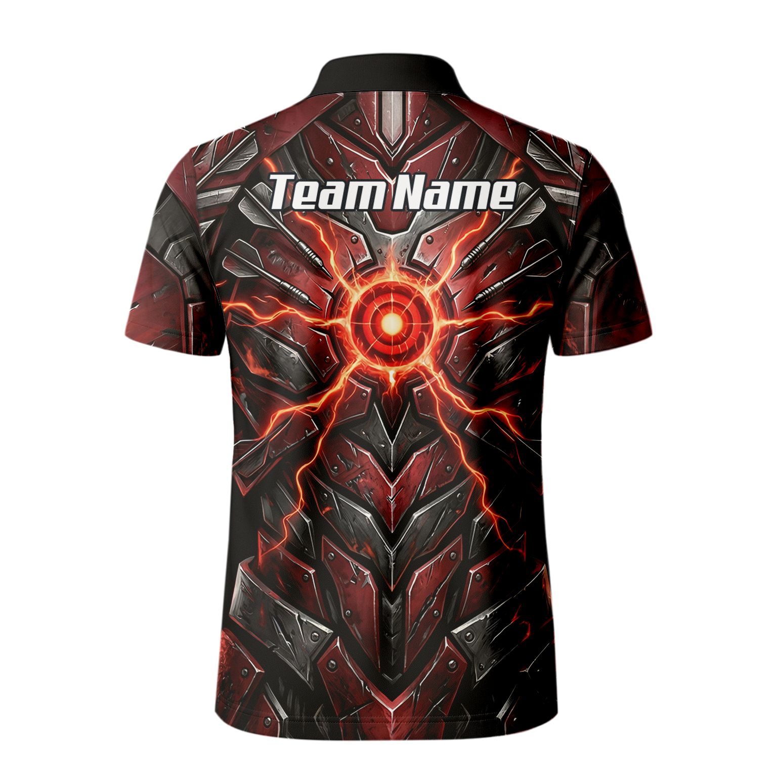 Personalised Red Black Mechanical Armor Dart Jersey For Men Custom Sublimated Polo Shirt A9366