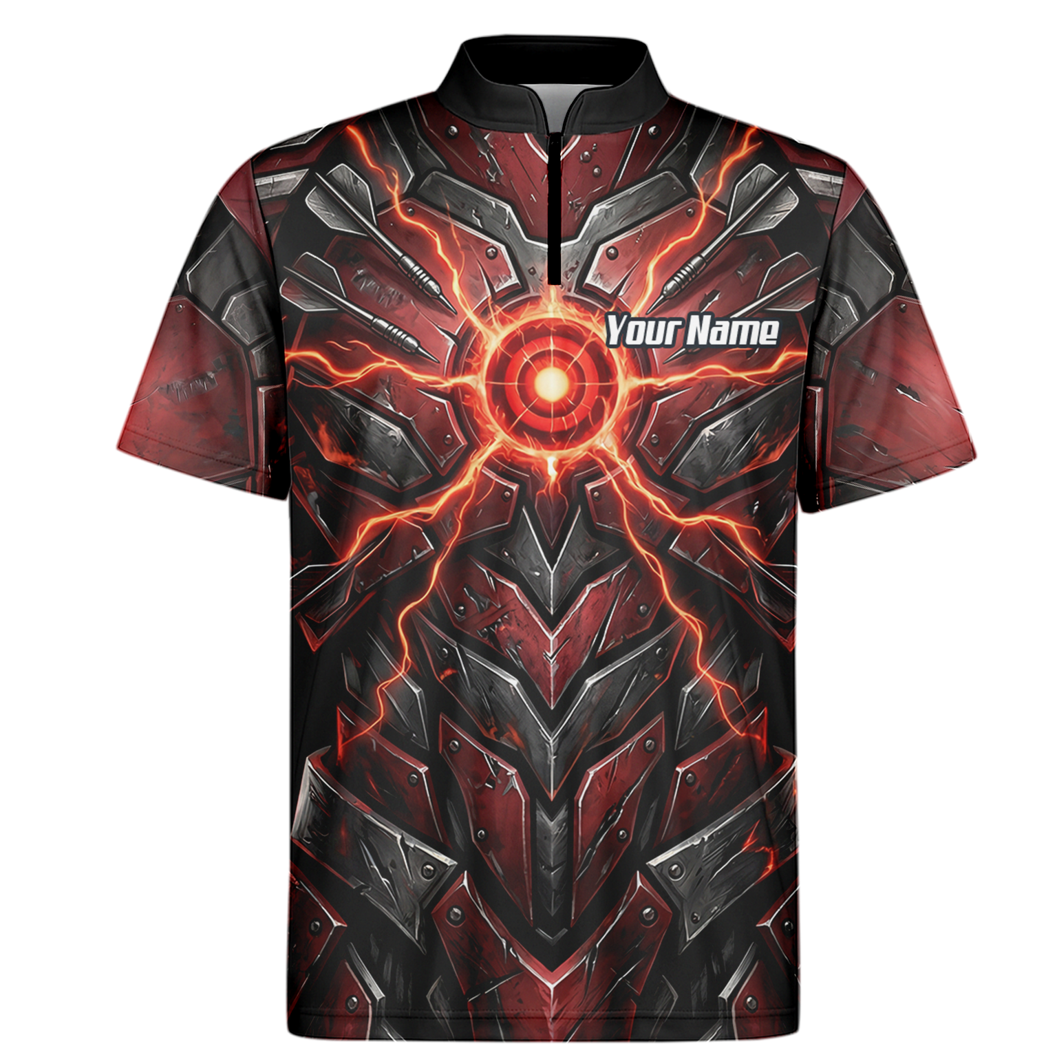 Personalised Red Black Mechanical Armor Dart Jersey For Men Custom Sublimated Polo Shirt A9366