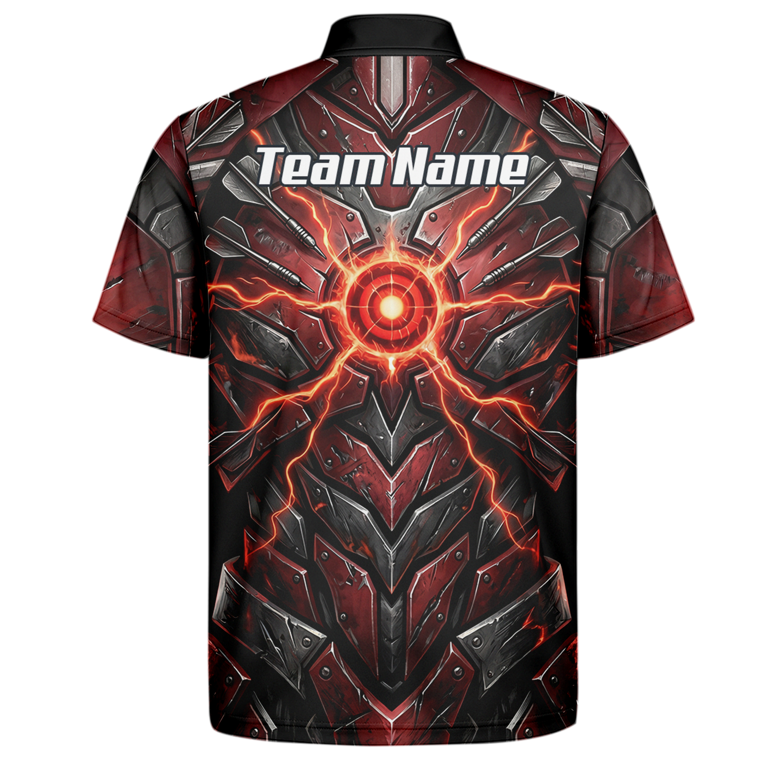 Personalised Red Black Mechanical Armor Dart Jersey For Men Custom Sublimated Polo Shirt A9366