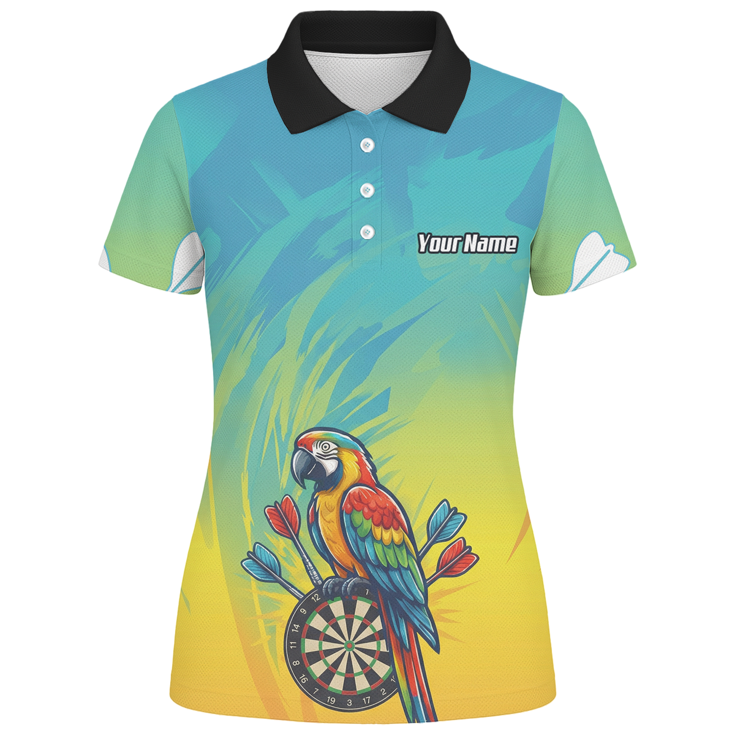 Personalised Tropical Parrot Dart Jersey Polo and Zipper For Women Custom Macaw Bird Blue Yellow B1654