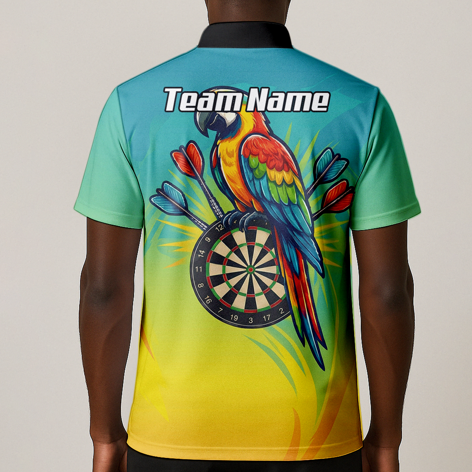 Personalised Tropical Parrot Dart Jersey Polo and Zipper For Men Custom Macaw Bird Blue Yellow B1654