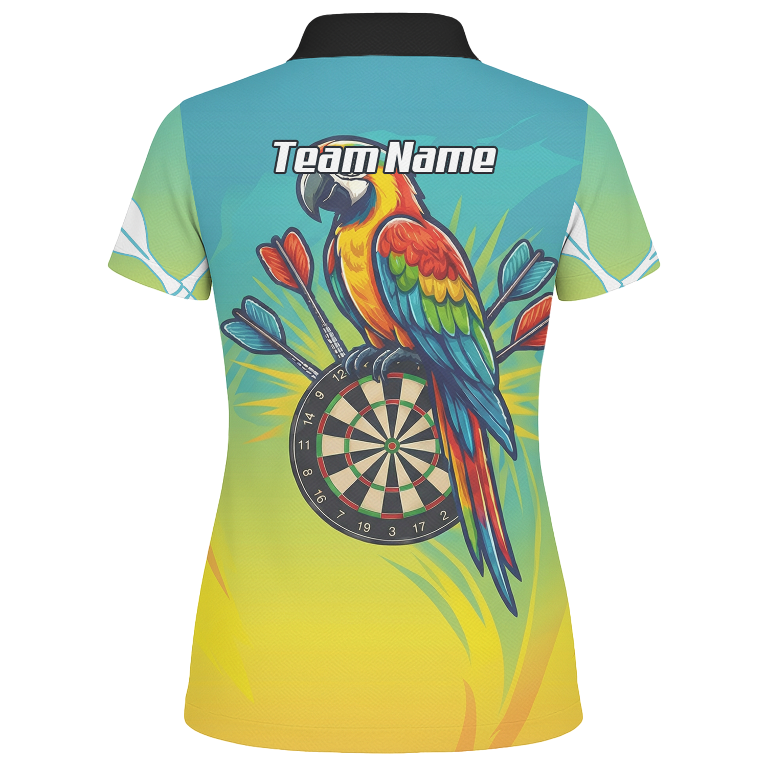 Personalised Tropical Parrot Dart Jersey Polo and Zipper For Women Custom Macaw Bird Blue Yellow B1654