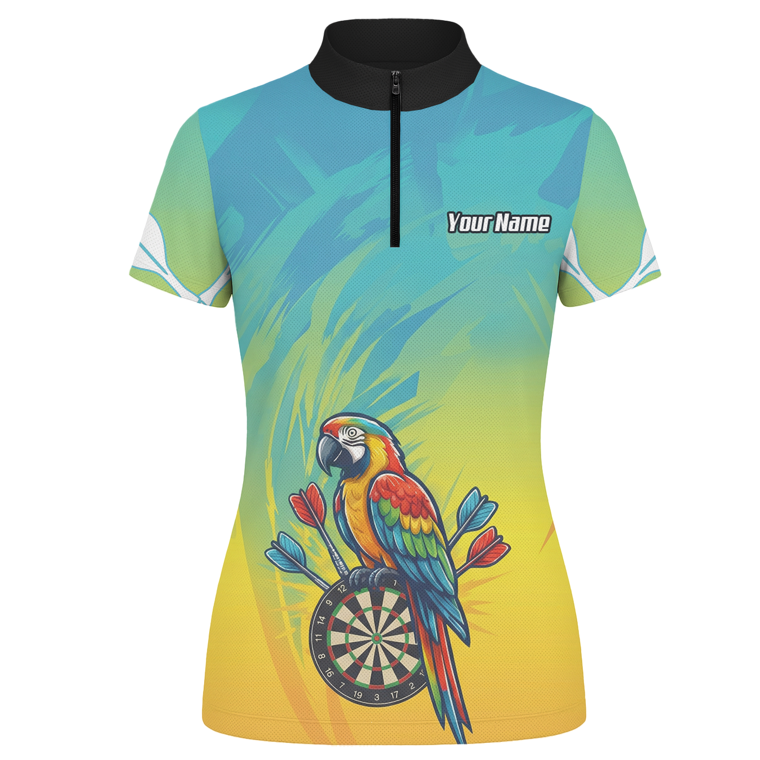 Personalised Tropical Parrot Dart Jersey Polo and Zipper For Women Custom Macaw Bird Blue Yellow B1654 - Zipper Yes