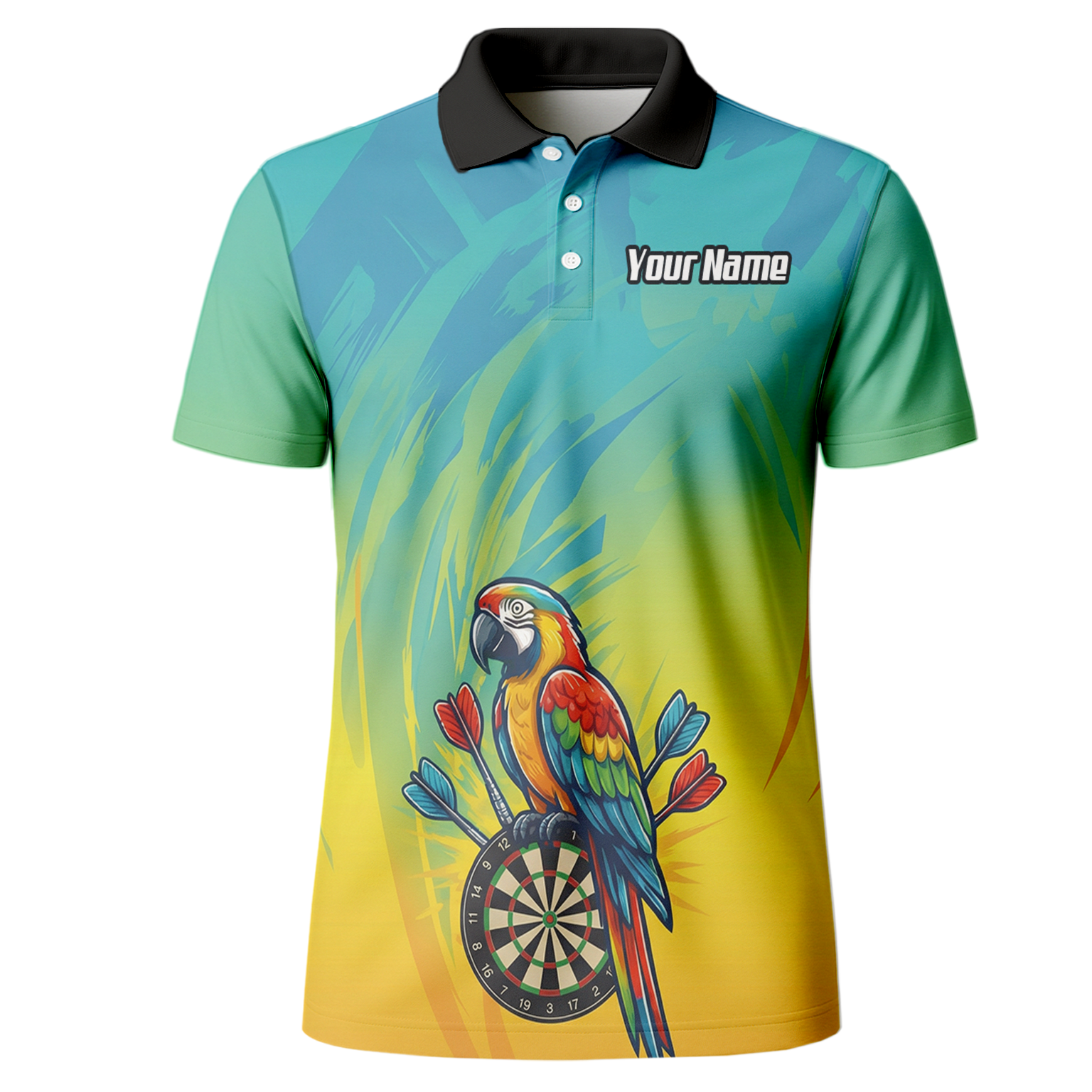 Personalised Tropical Parrot Dart Jersey Polo and Zipper For Men Custom Macaw Bird Blue Yellow B1654