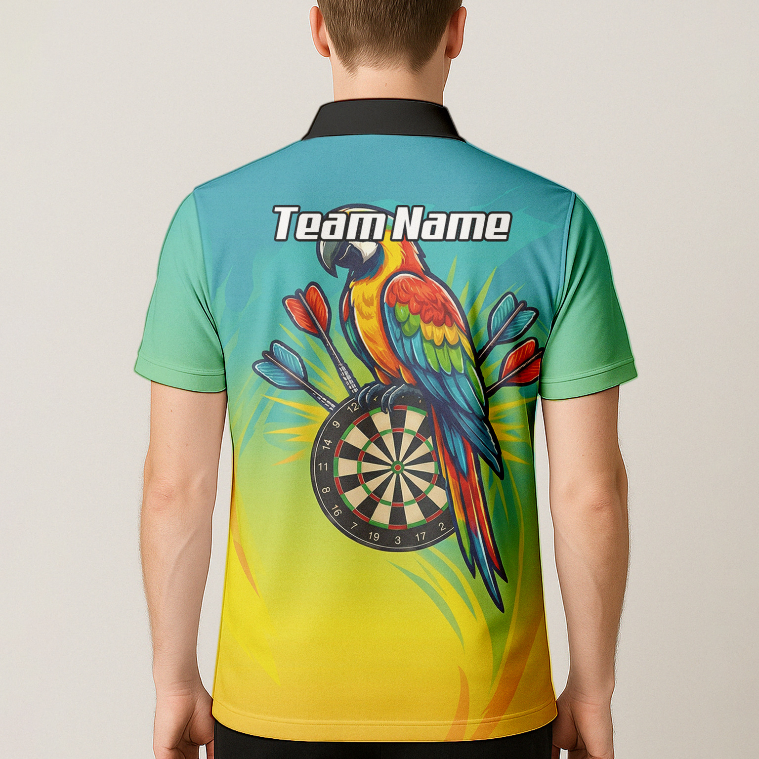 Personalised Tropical Parrot Dart Jersey Polo and Zipper For Men Custom Macaw Bird Blue Yellow B1654