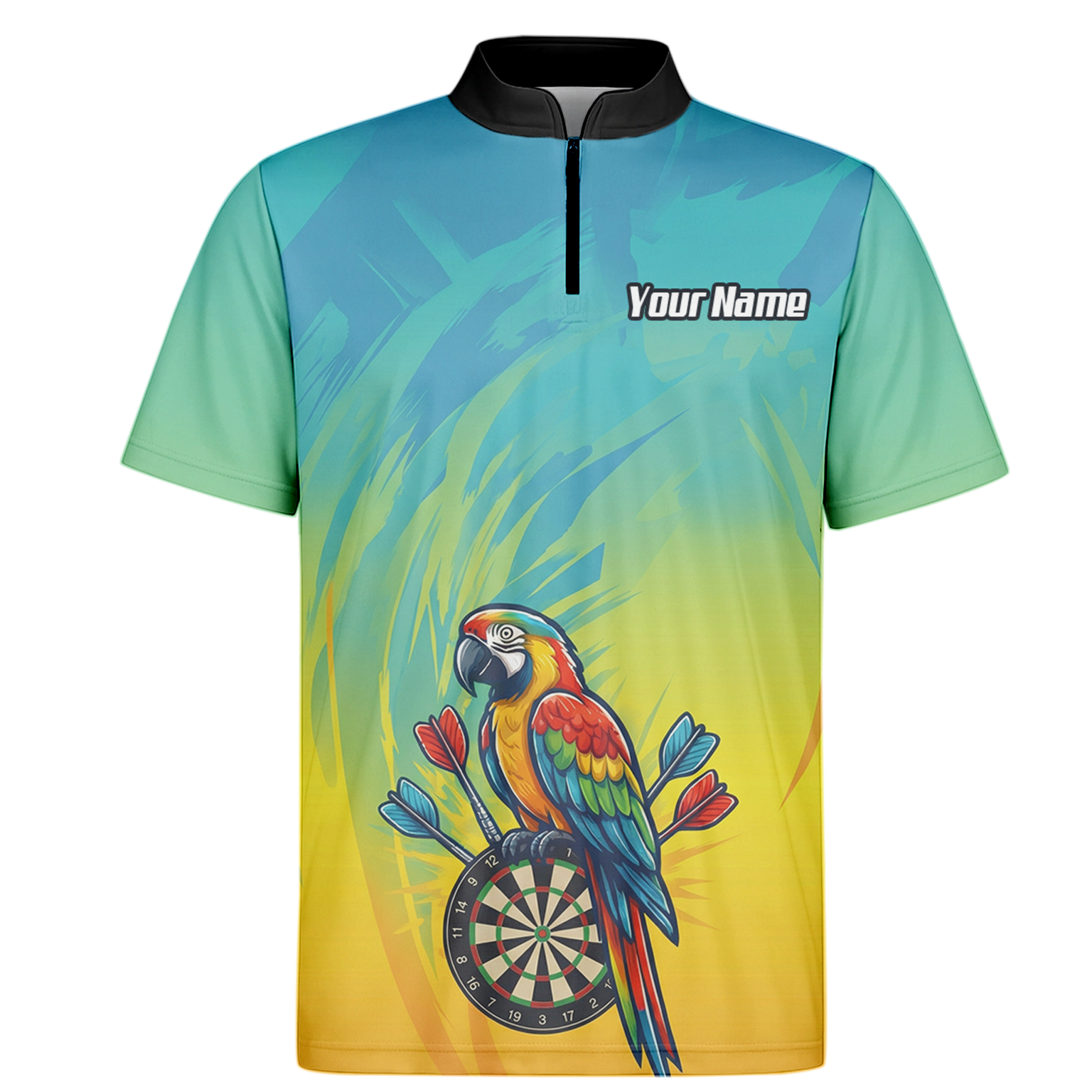 Personalised Tropical Parrot Dart Jersey Polo and Zipper For Men Custom Macaw Bird Blue Yellow B1654