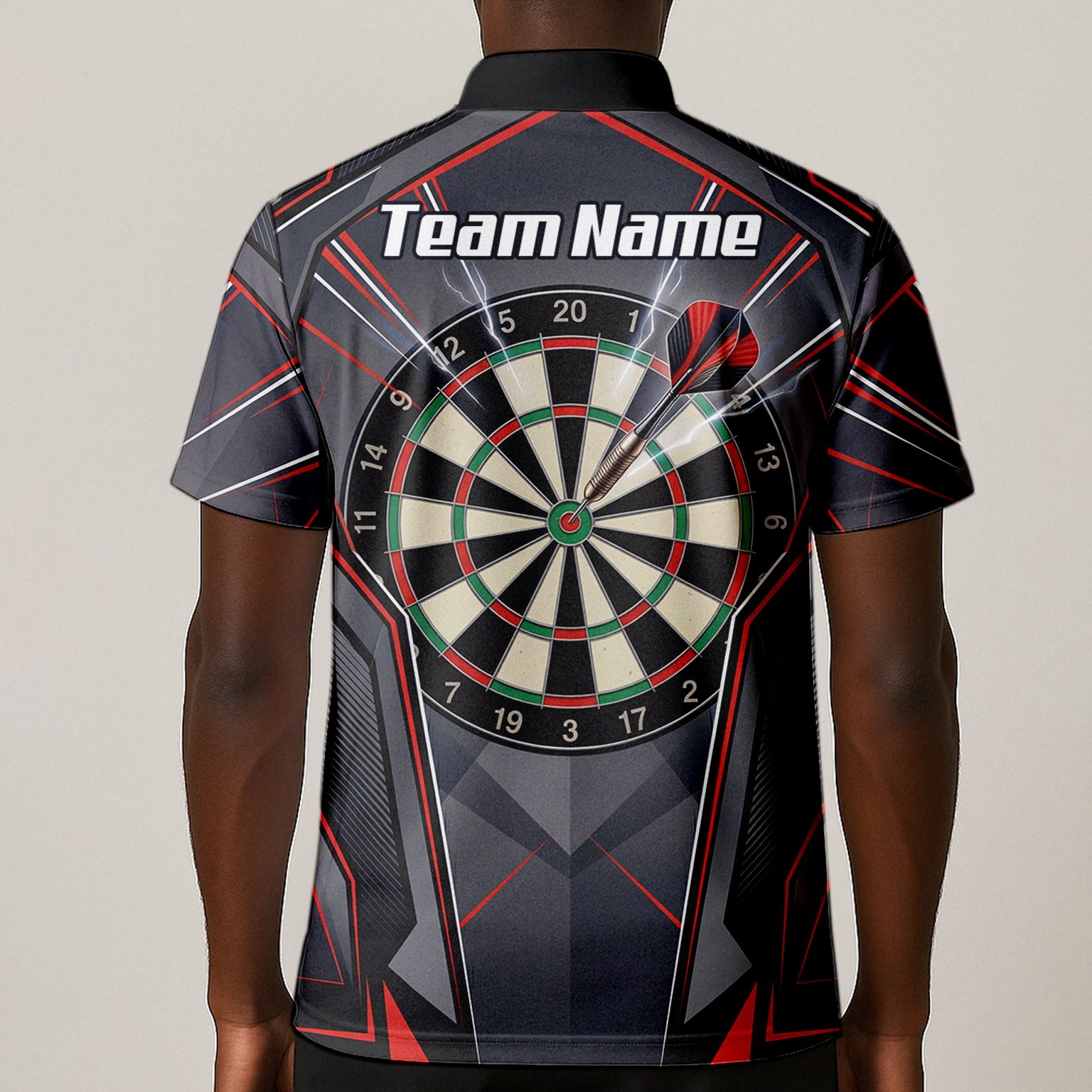 Personalised Dartboard Dart Jersey for Men Custom Name and Team Polo Shirt Grey Red Black B4204