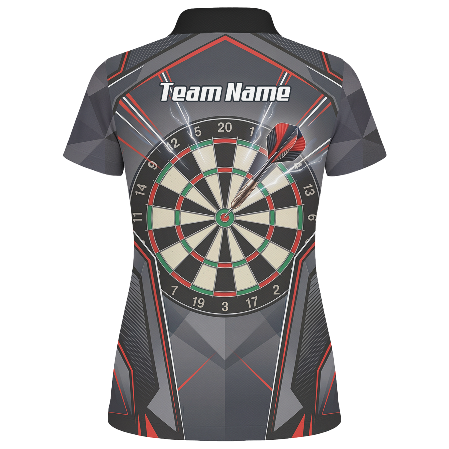 Personalised Dartboard Dart Jersey for Women Custom Name and Team Polo Shirt Grey Red Black B4204