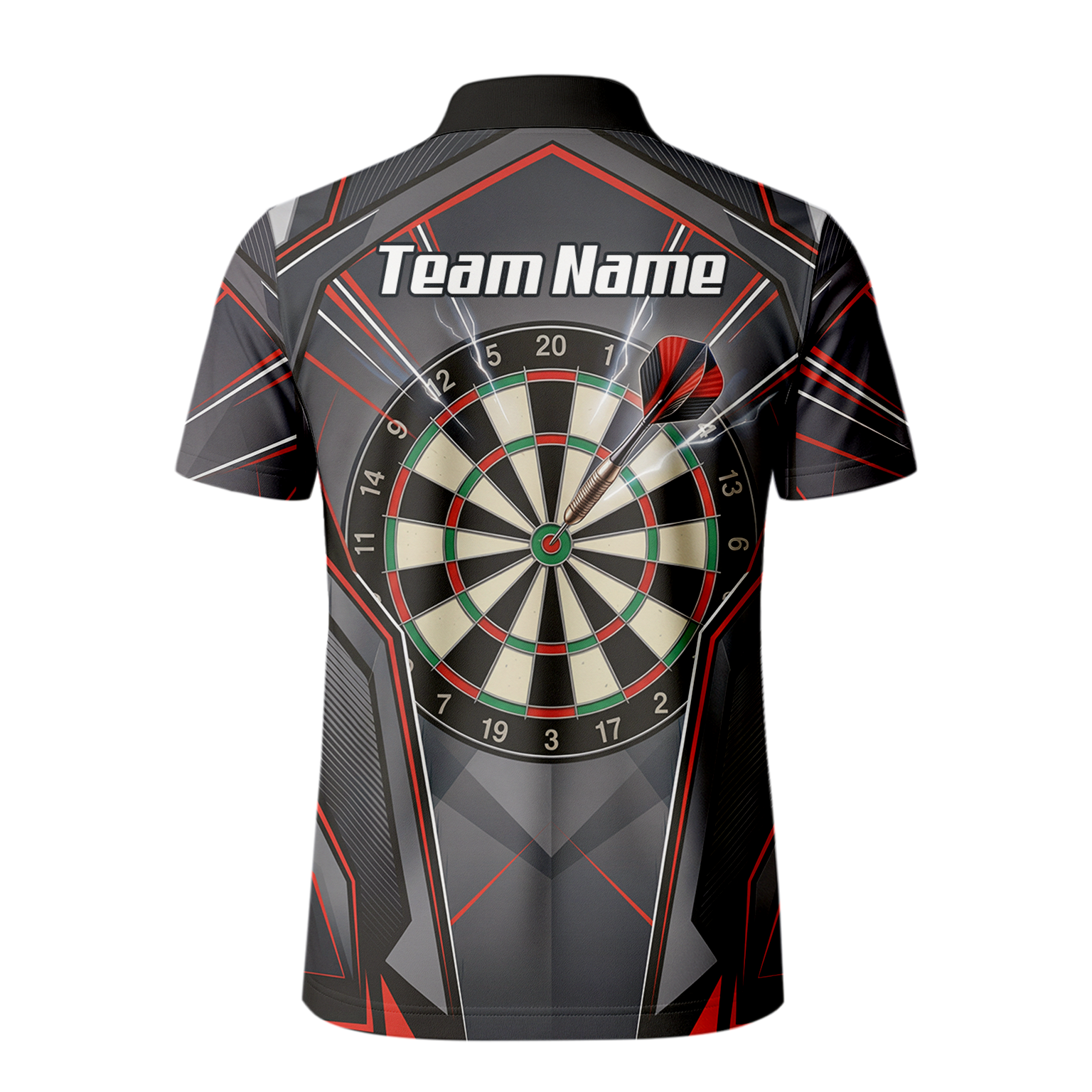 Personalised Dartboard Dart Jersey for Men Custom Name and Team Polo Shirt Grey Red Black B4204