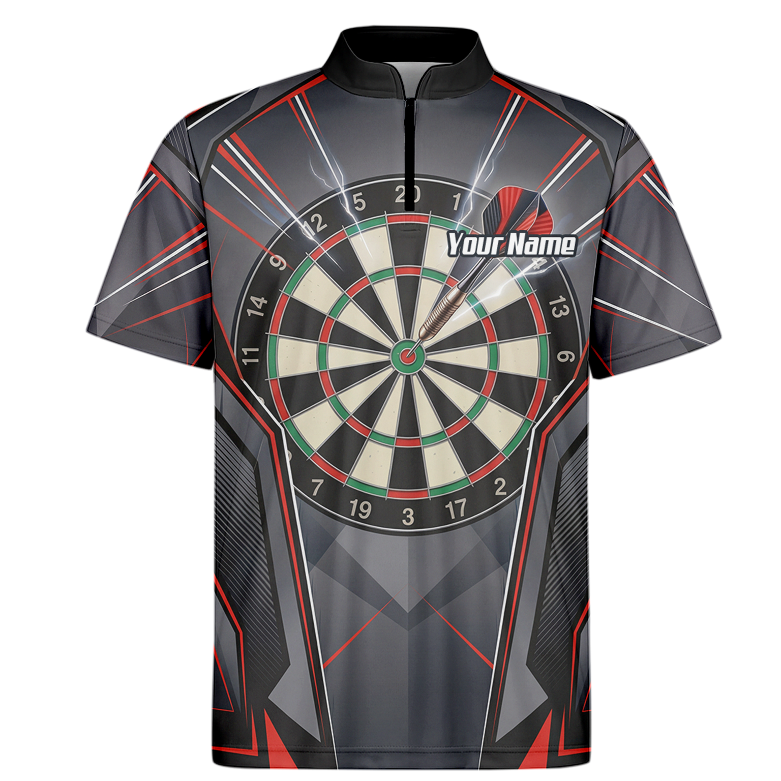 Personalised Dartboard Dart Jersey for Men Custom Name and Team Polo Shirt Grey Red Black B4204