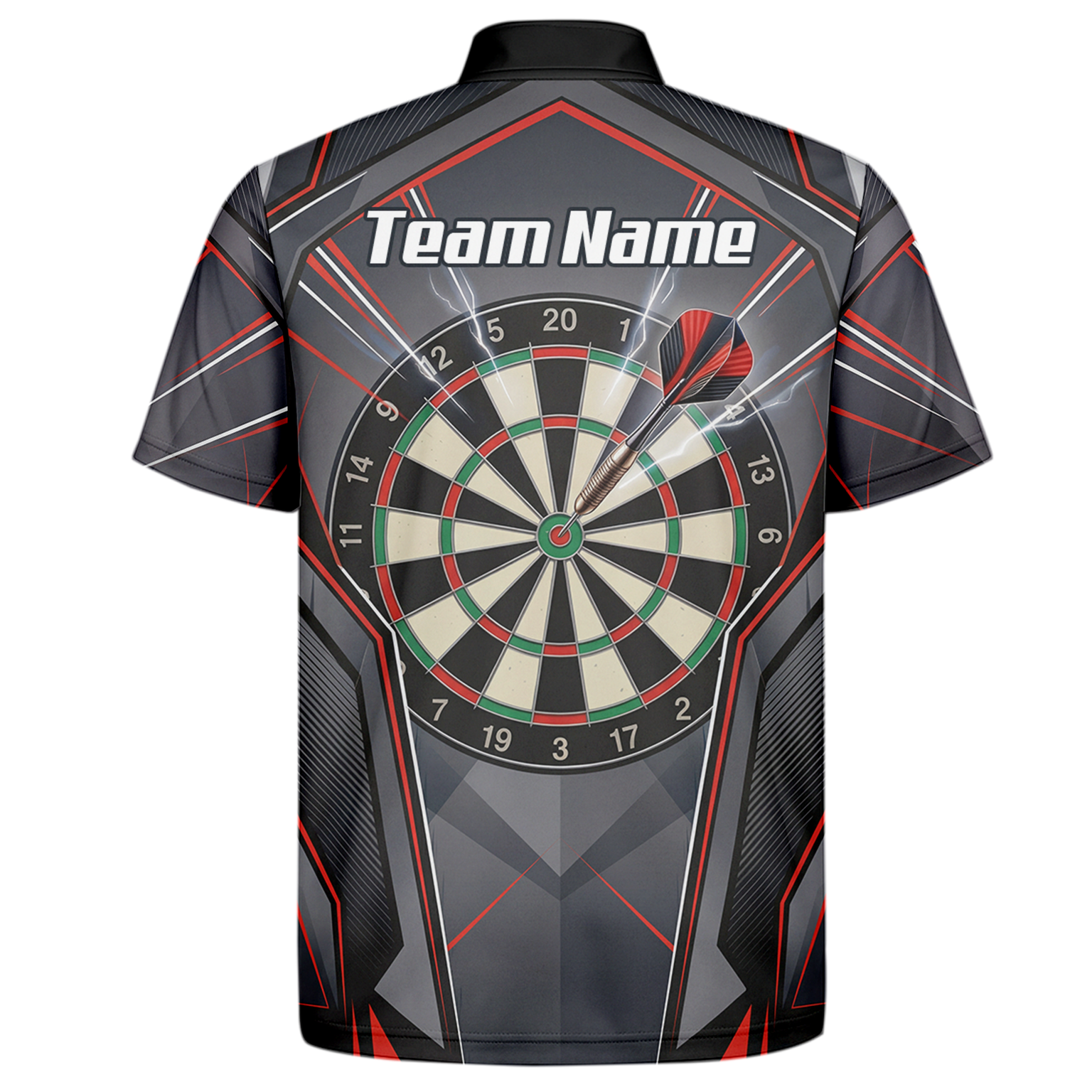 Personalised Dartboard Dart Jersey for Men Custom Name and Team Polo Shirt Grey Red Black B4204