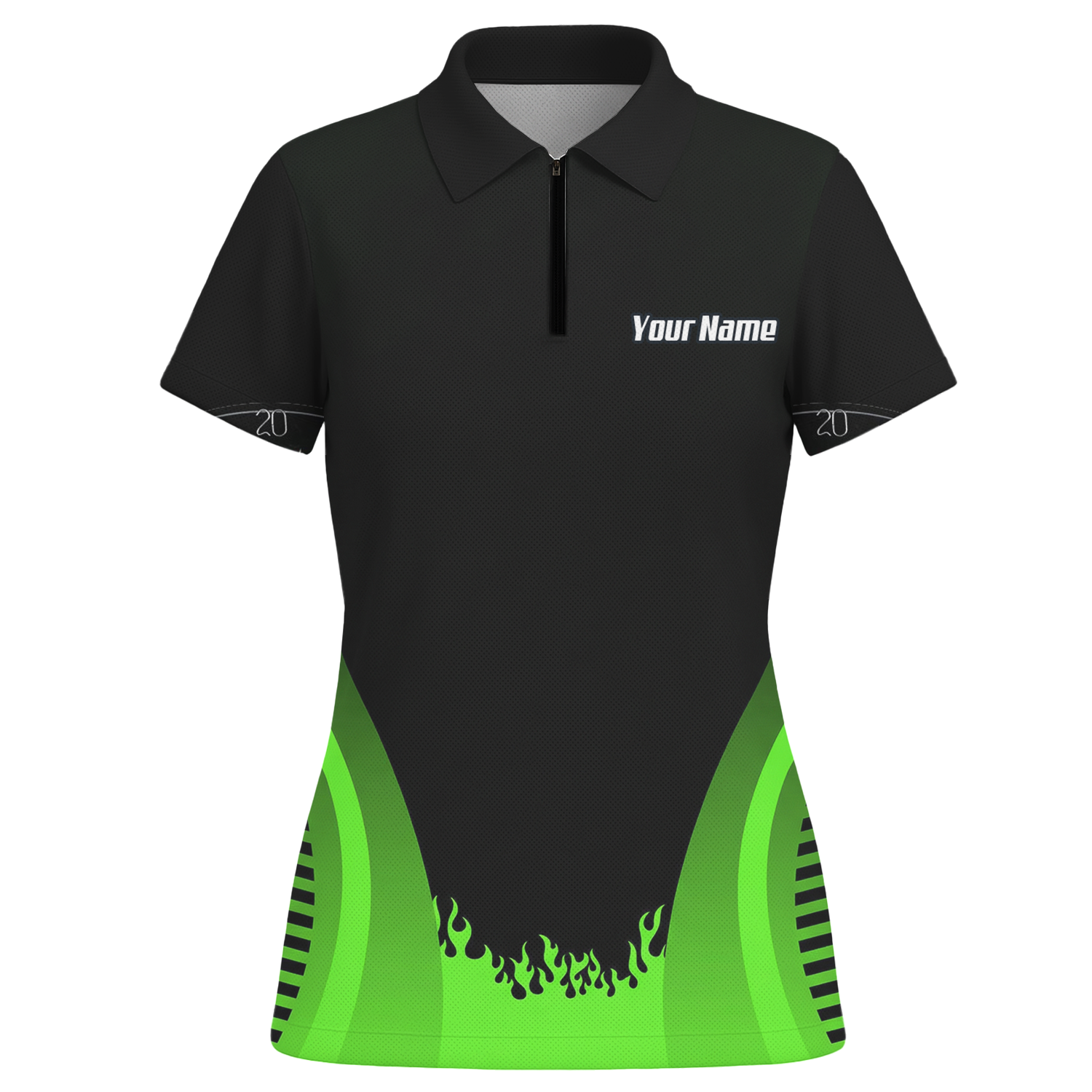 Personalised Grim Reaper Dart Jersey Polo and Zipper Black Green For Women B4487 - Polo -w Zipper Yes