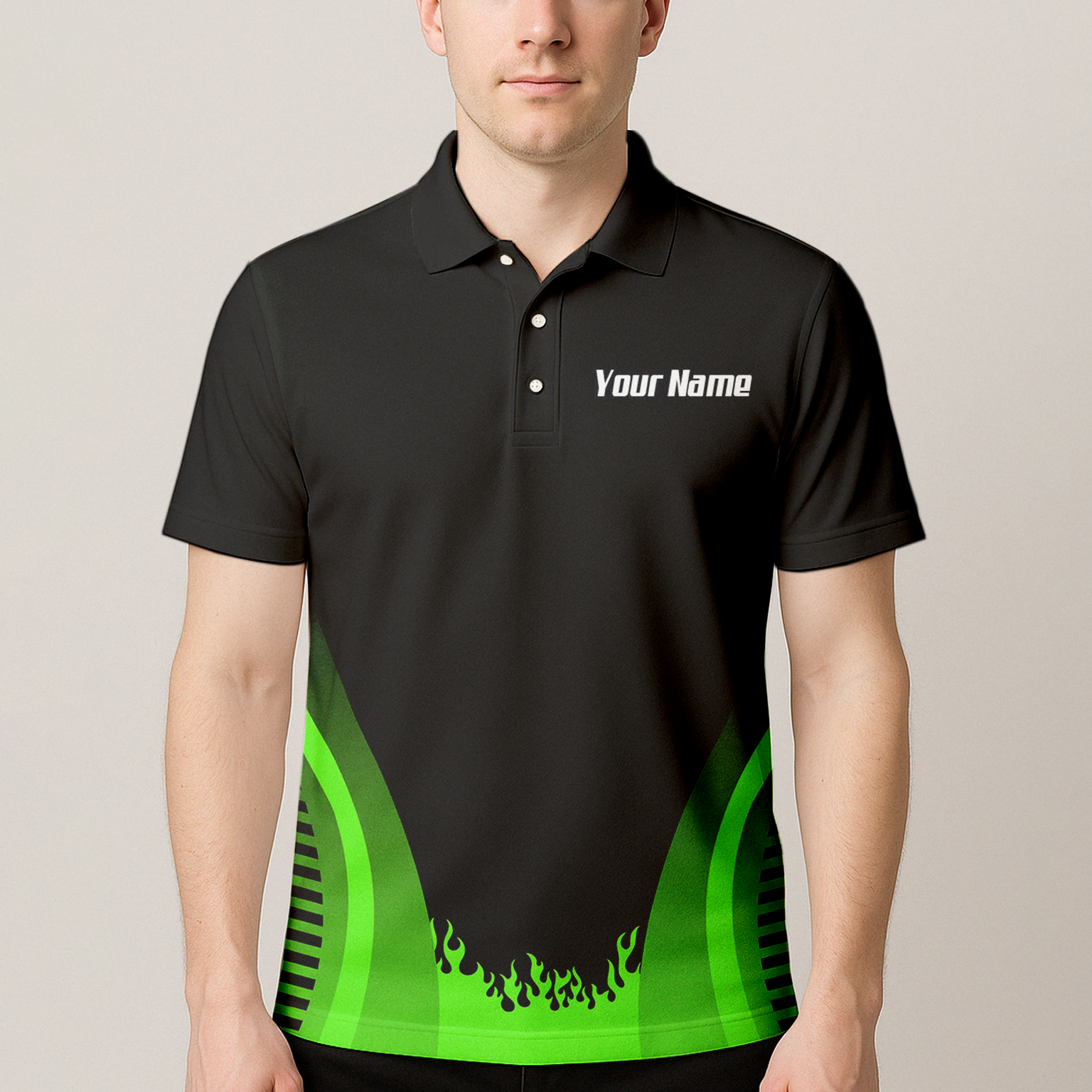 Personalised Grim Reaper Dart Jersey Polo and Zipper Black Green For Men B4487
