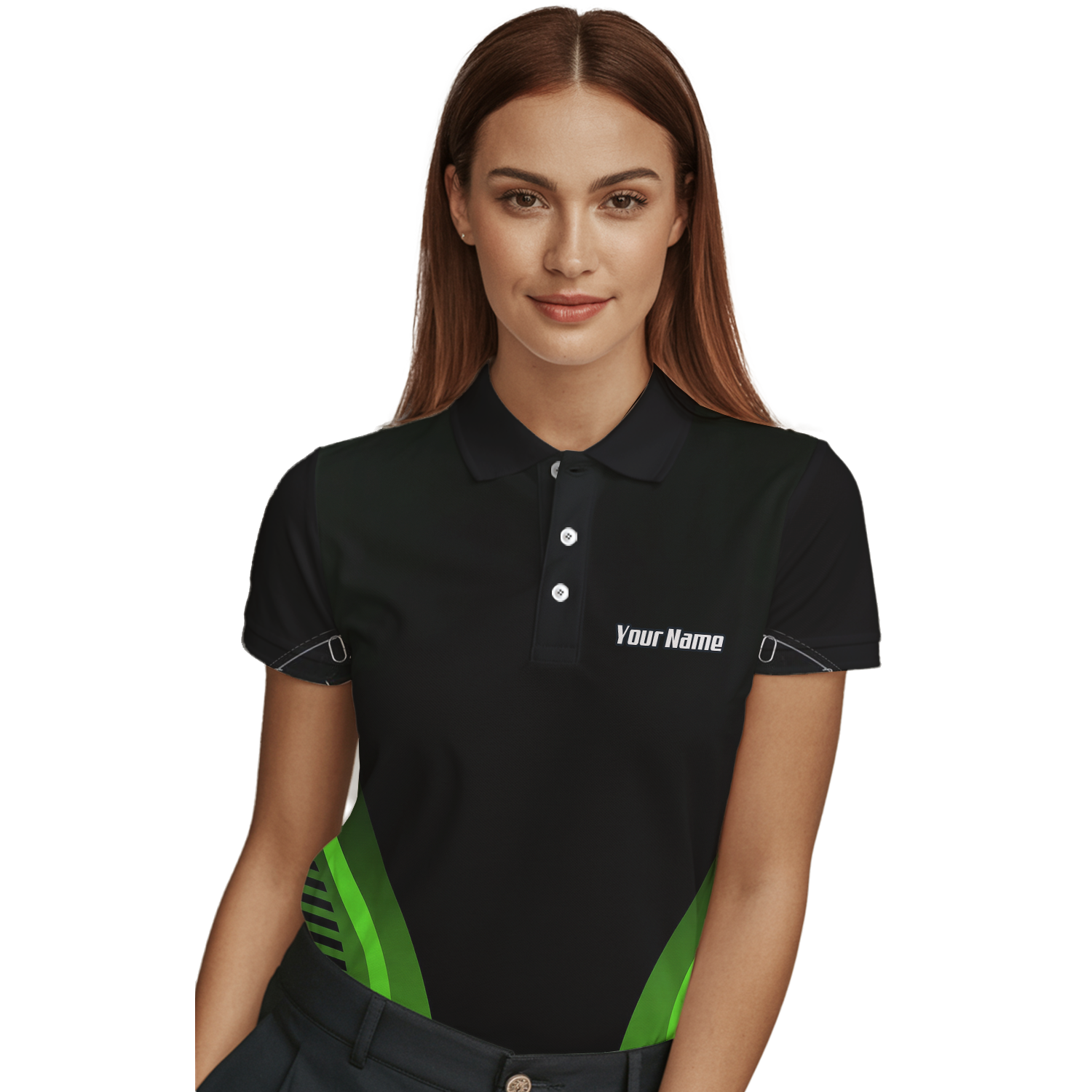 Personalised Grim Reaper Dart Jersey Polo and Zipper Black Green For Women B4487
