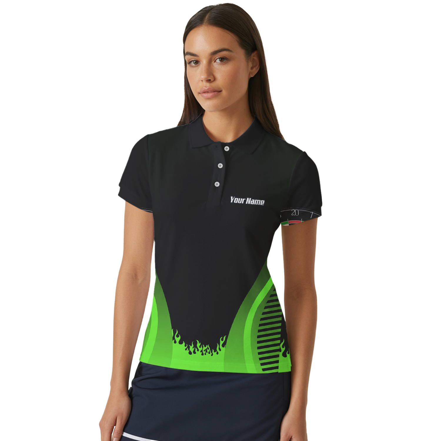 Personalised Grim Reaper Dart Jersey Polo and Zipper Black Green For Women B4487