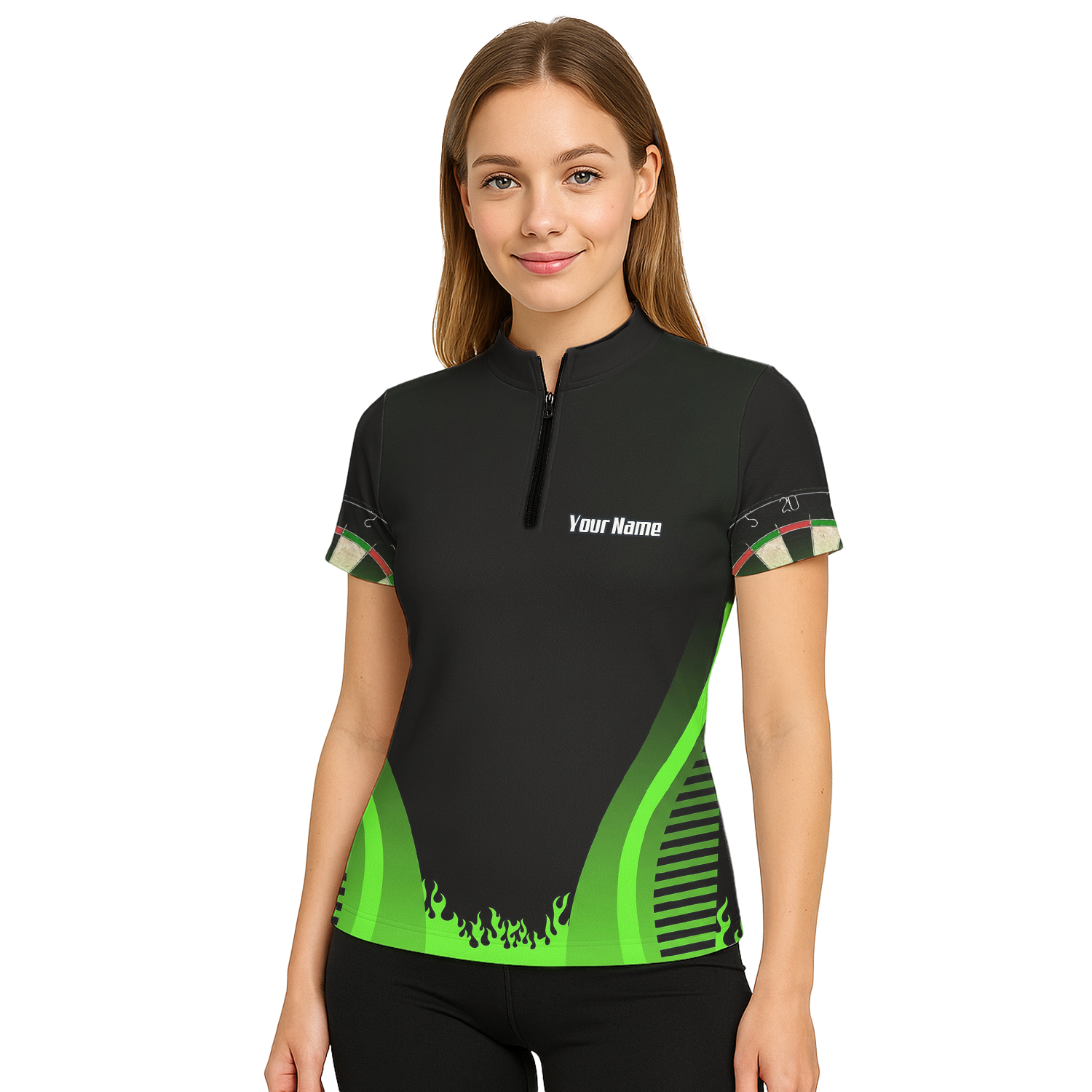 Personalised Grim Reaper Dart Jersey Polo and Zipper Black Green For Women B4487