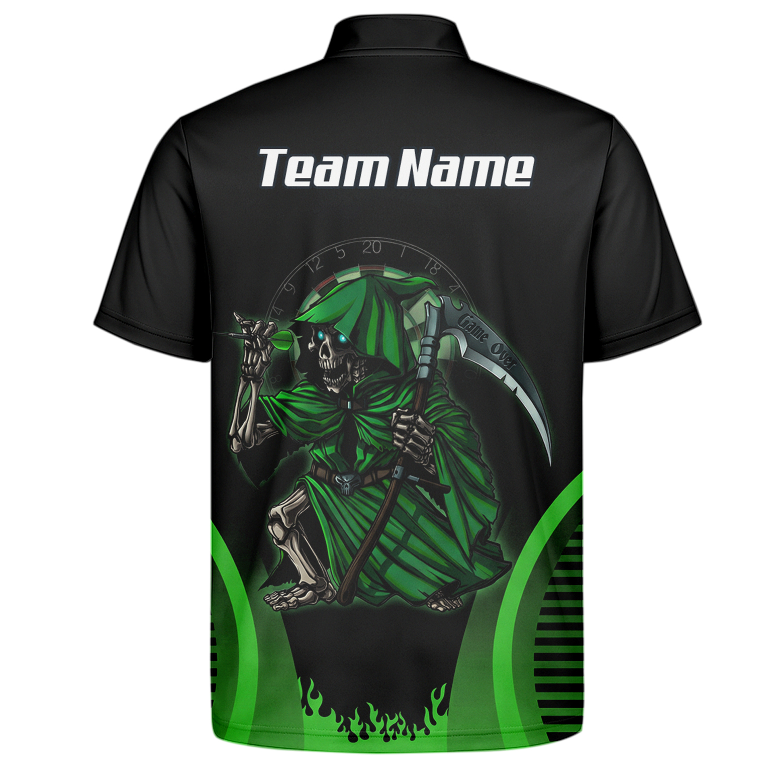 Personalised Grim Reaper Dart Jersey Polo and Zipper Black Green For Men B4487