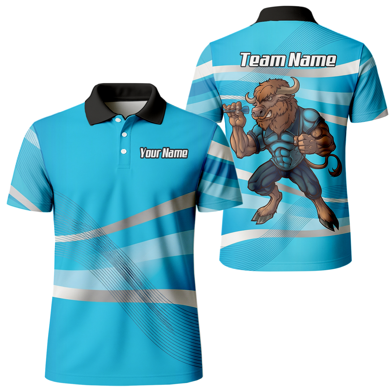 Personalised Buffalo Dart Jersey Polo and Zipper Blue White For Men Custom Mascot Shirt C5515 - Polo Yes