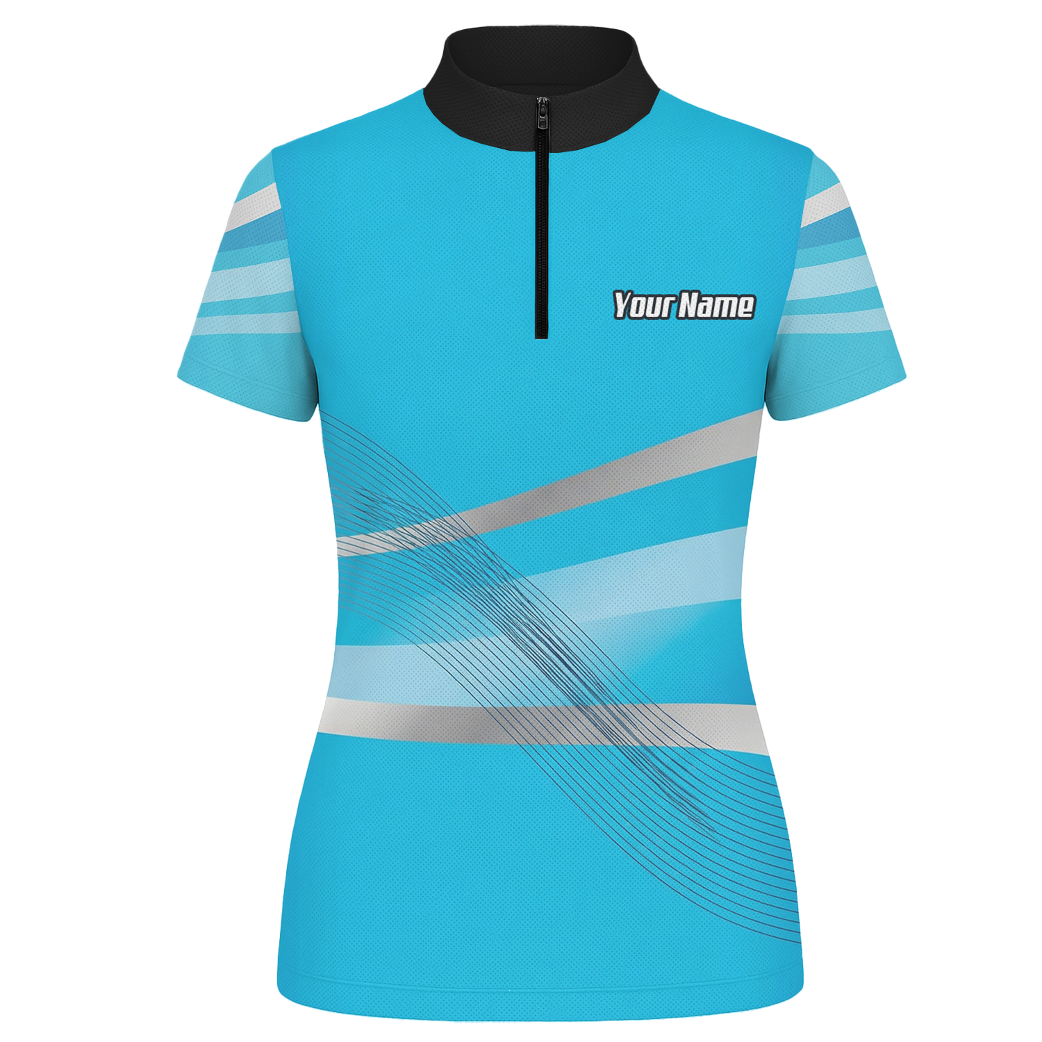 Personalised Buffalo Dart Jersey Polo and Zipper Blue White For Women Custom Mascot Shirt C5515 - Zipper Yes