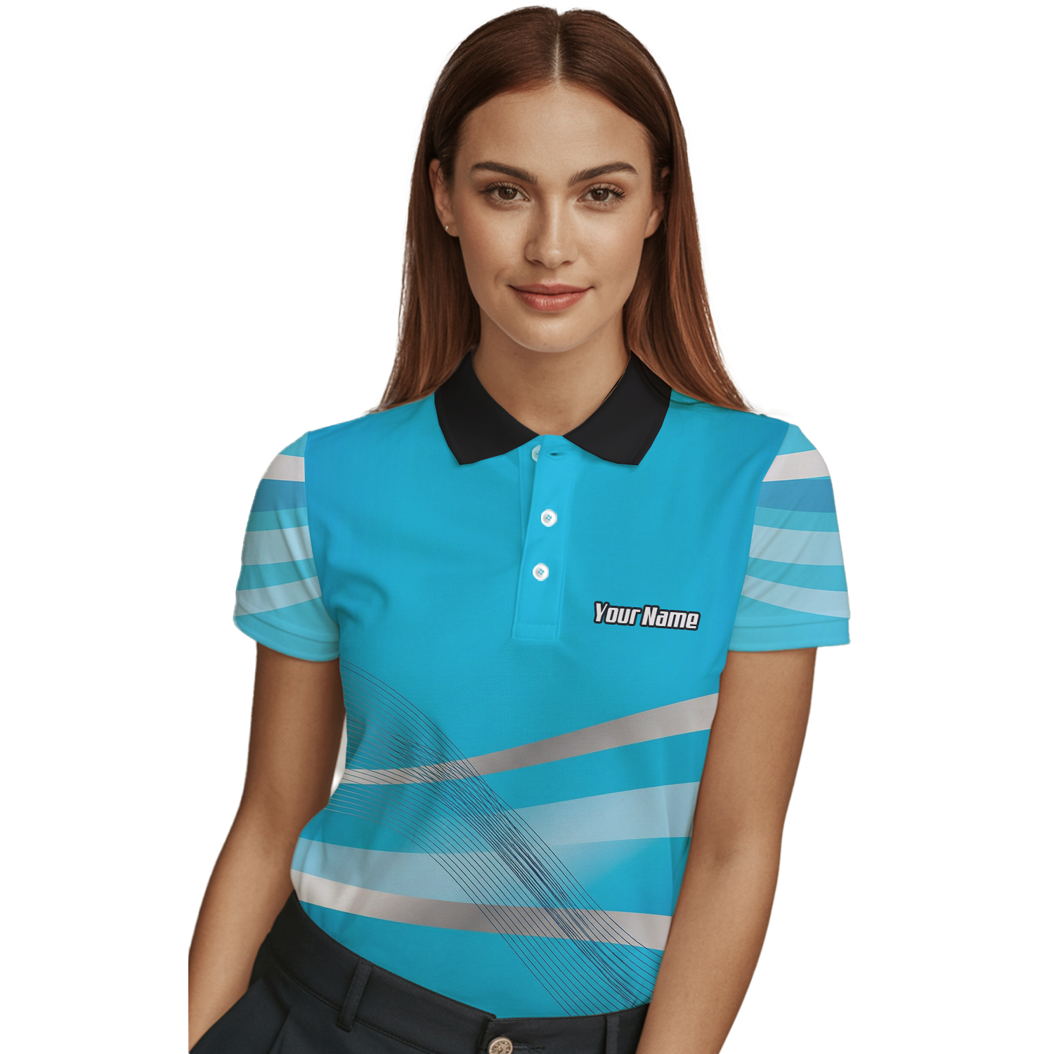 Personalised Buffalo Dart Jersey Polo and Zipper Blue White For Women Custom Mascot Shirt C5515