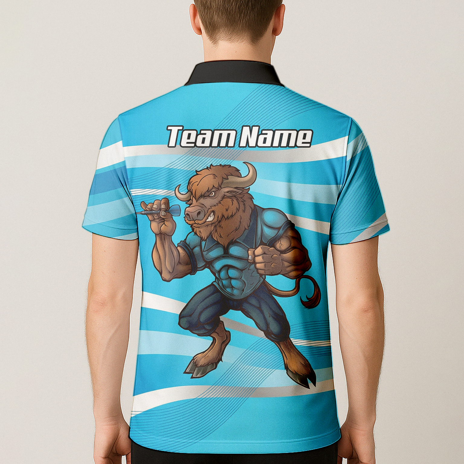 Personalised Buffalo Dart Jersey Polo and Zipper Blue White For Men Custom Mascot Shirt C5515