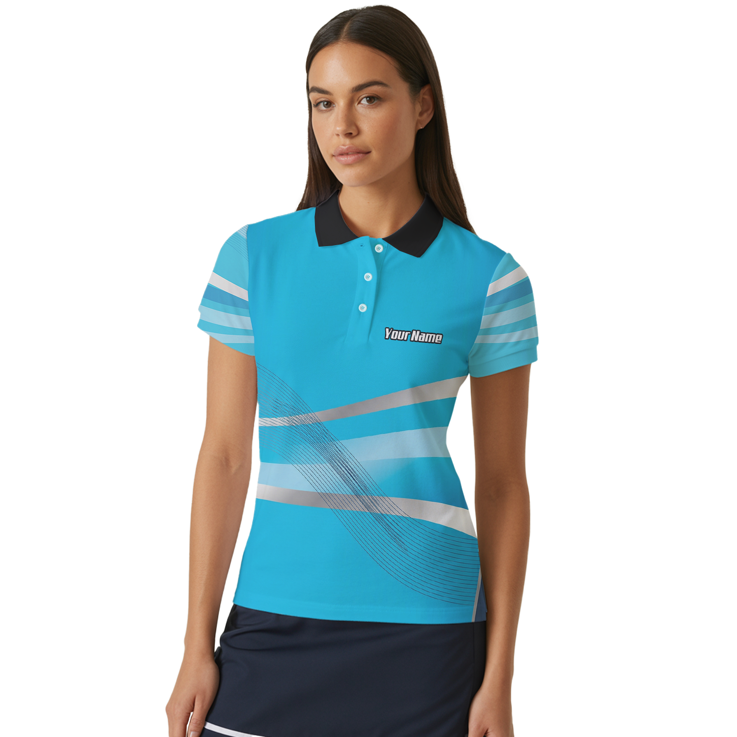 Personalised Buffalo Dart Jersey Polo and Zipper Blue White For Women Custom Mascot Shirt C5515