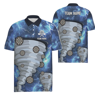 Heren poloshirt 'Blue Thunder Lightning Darts' - op maat ontworpen Storm Dart-shirts voor heren - Dart Jersey D636