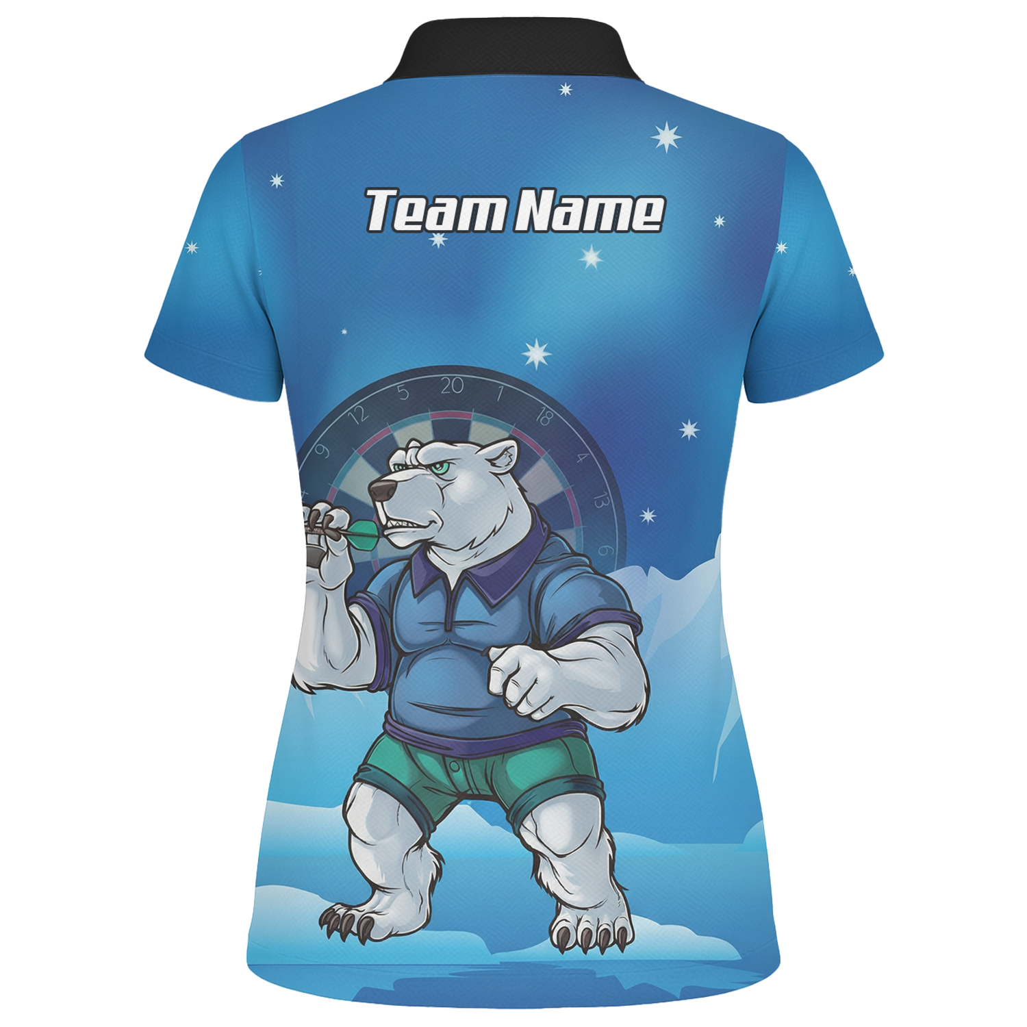 Personalised Polar Bear Dart Jersey Blue Arctic Polo and Zipper For Women D3546