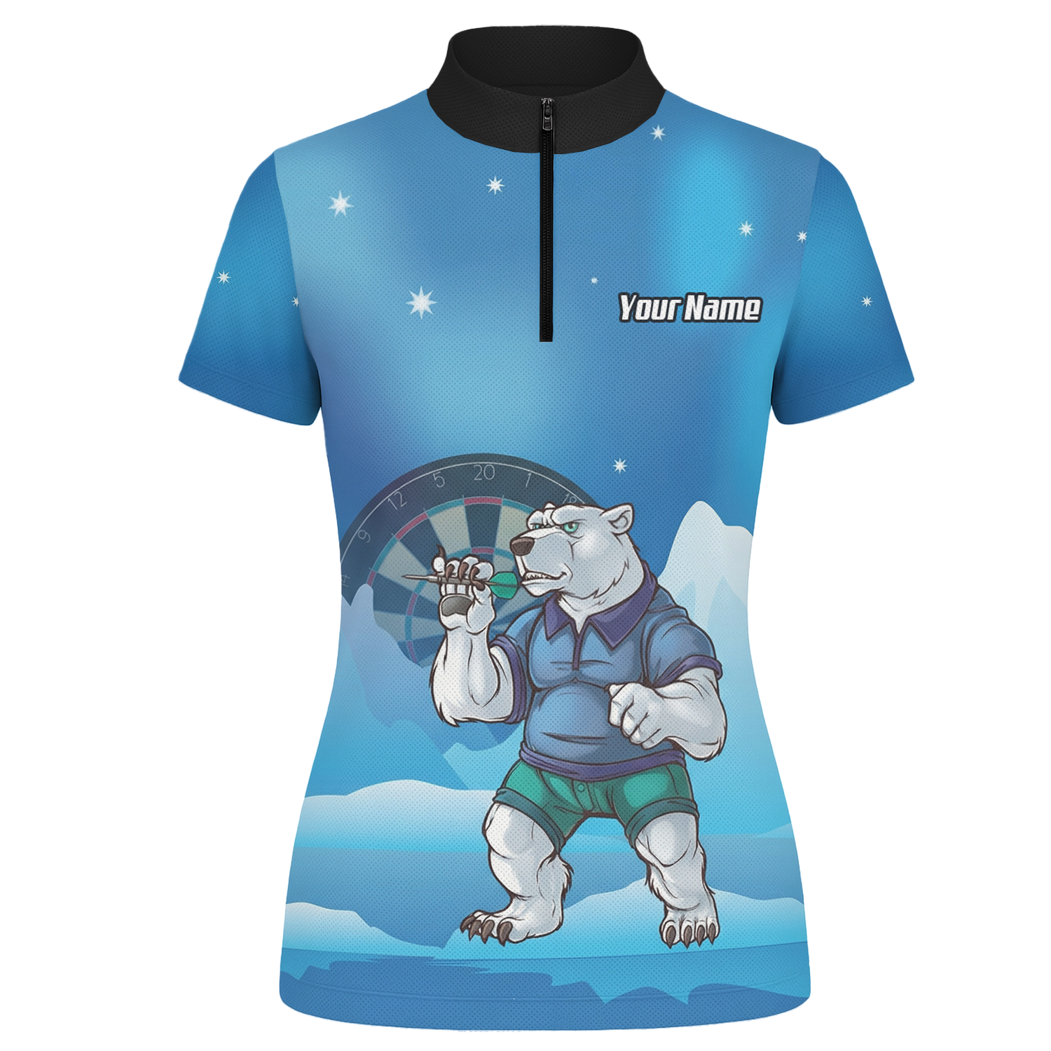 Personalised Polar Bear Dart Jersey Blue Arctic Polo and Zipper For Women D3546 - Zipper Yes
