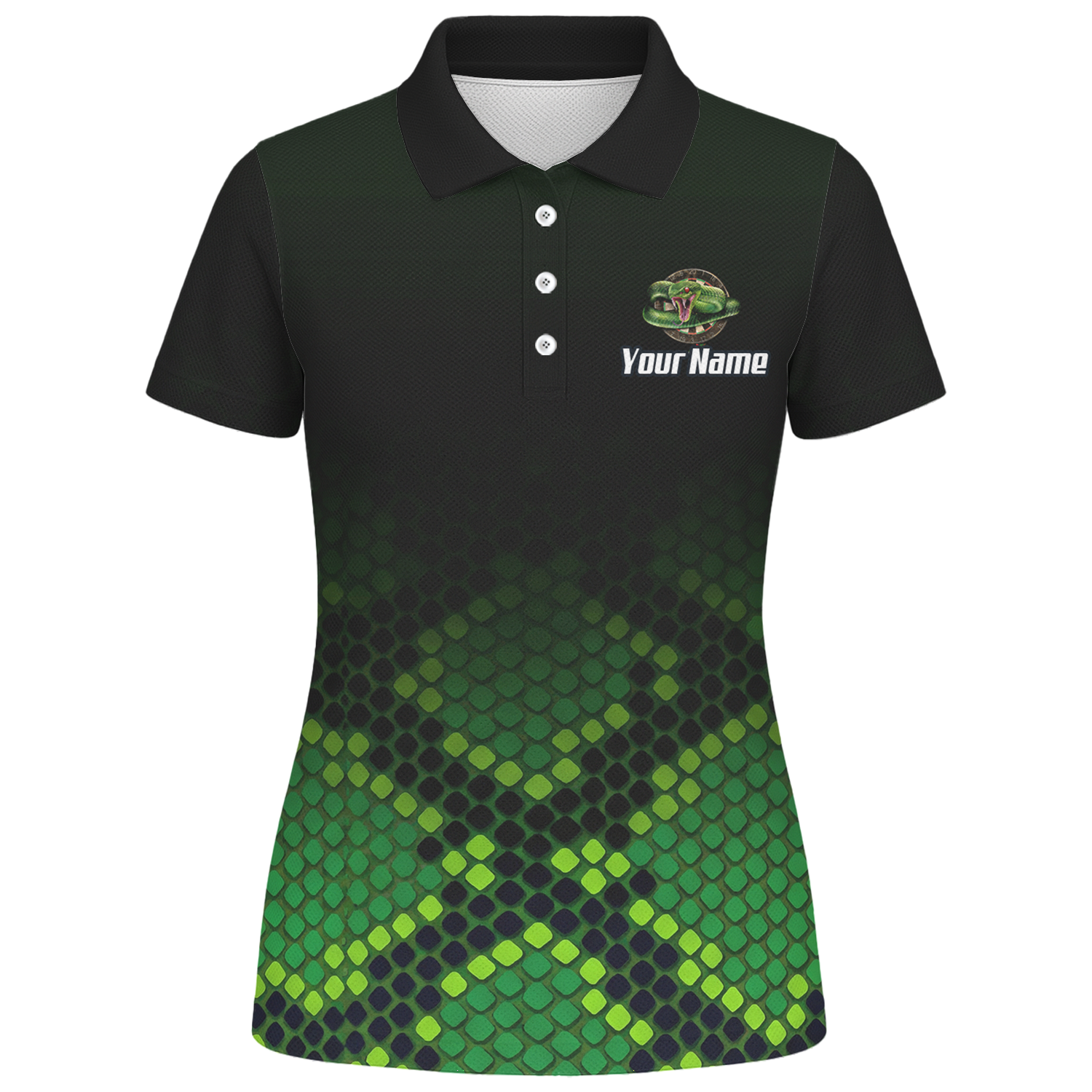 Personalised Green Snake Dart Jersey Polo and Zipper Black For Women E0130