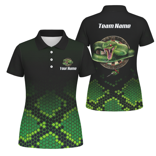 Personalised Green Snake Dart Jersey Polo and Zipper Black For Women E0130 - Polo Yes