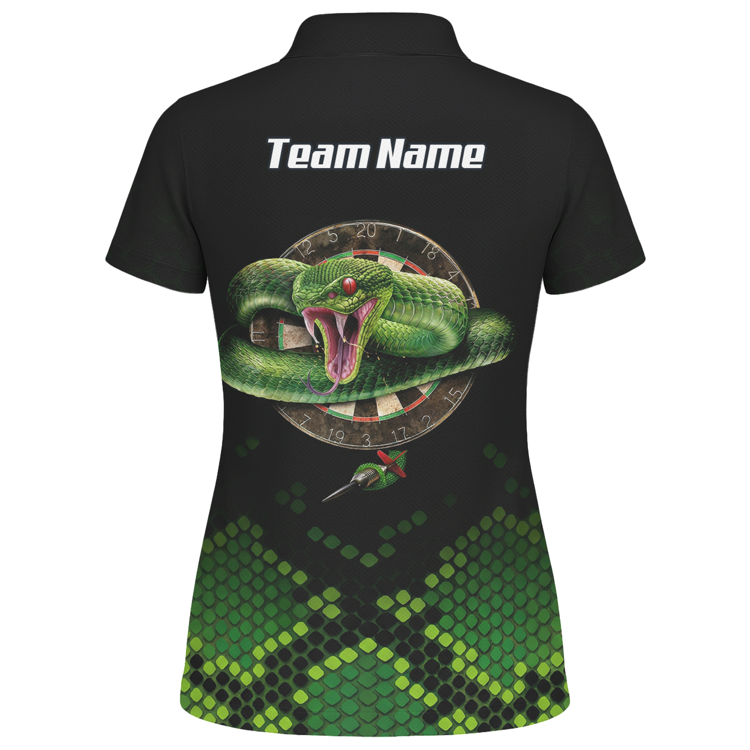 Personalised Green Snake Dart Jersey Polo and Zipper Black For Women E0130