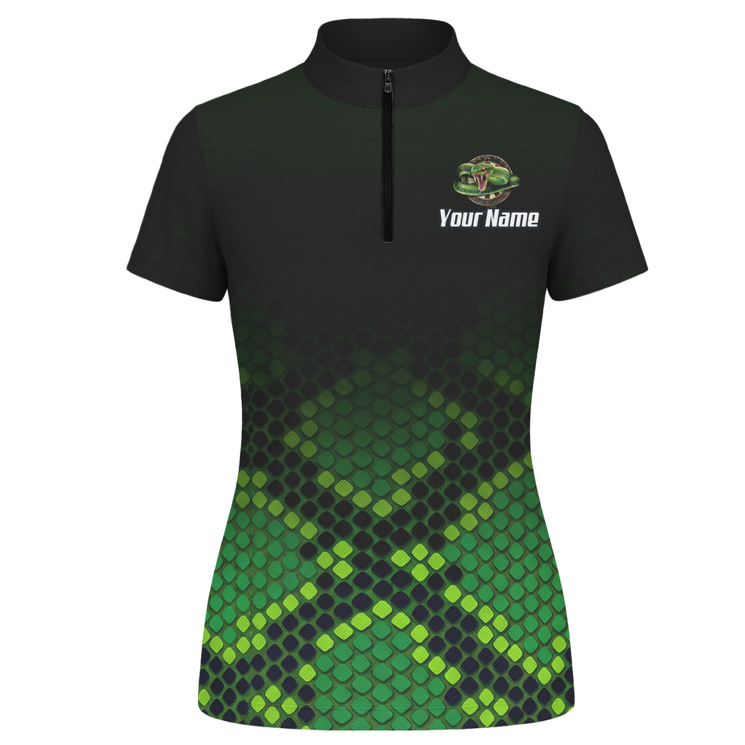 Personalised Green Snake Dart Jersey Polo and Zipper Black For Women E0130 - Zipper Yes