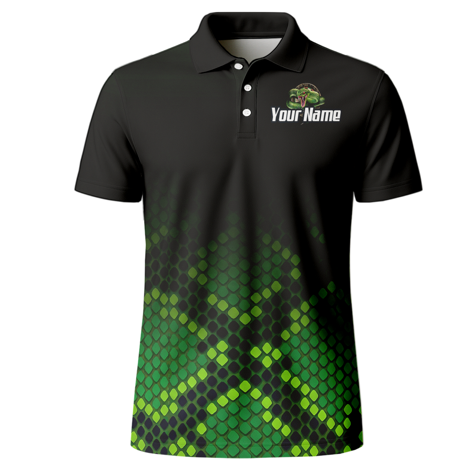 Personalised Green Snake Dart Jersey Polo and Zipper Black For Men E0130