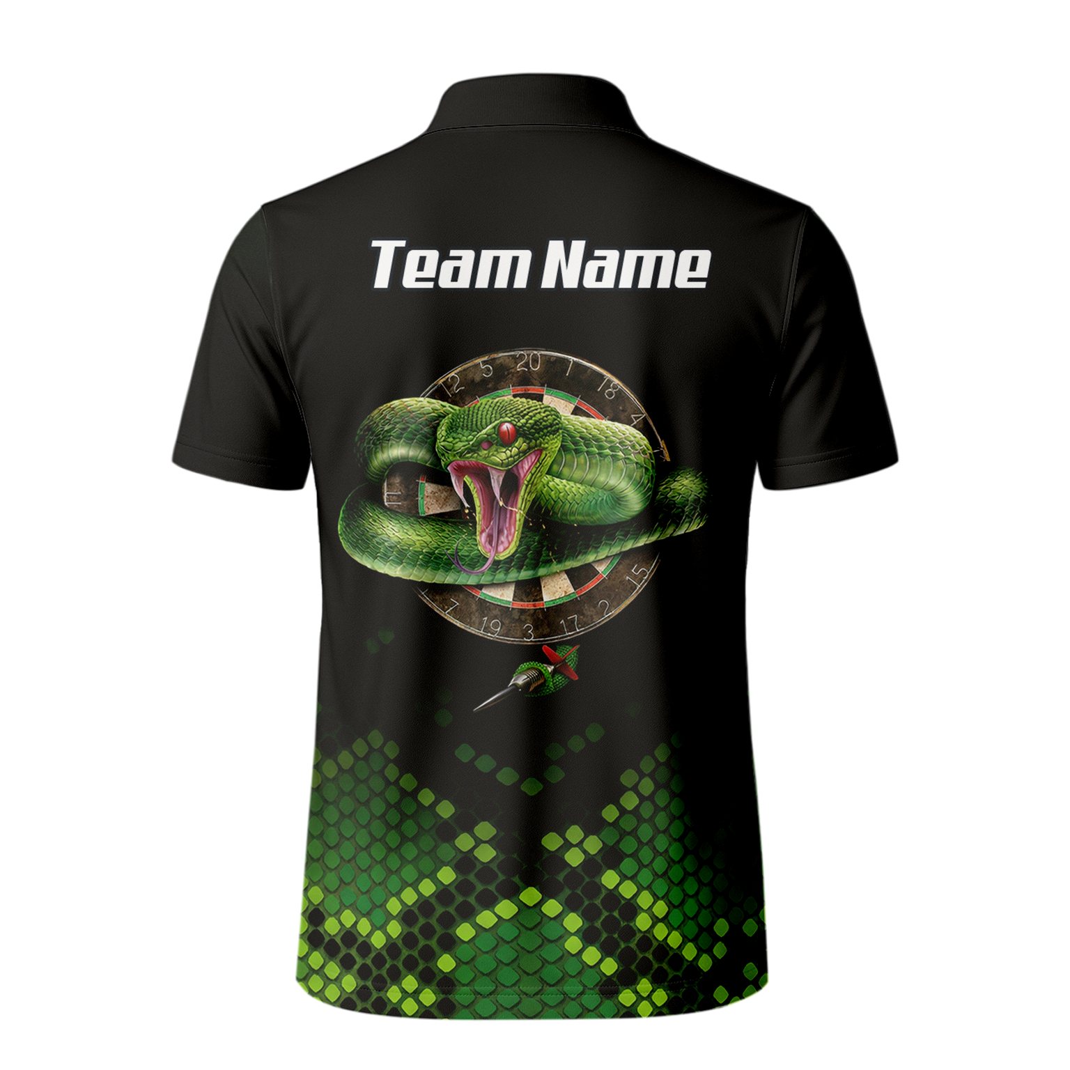 Personalised Green Snake Dart Jersey Polo and Zipper Black For Men E0130