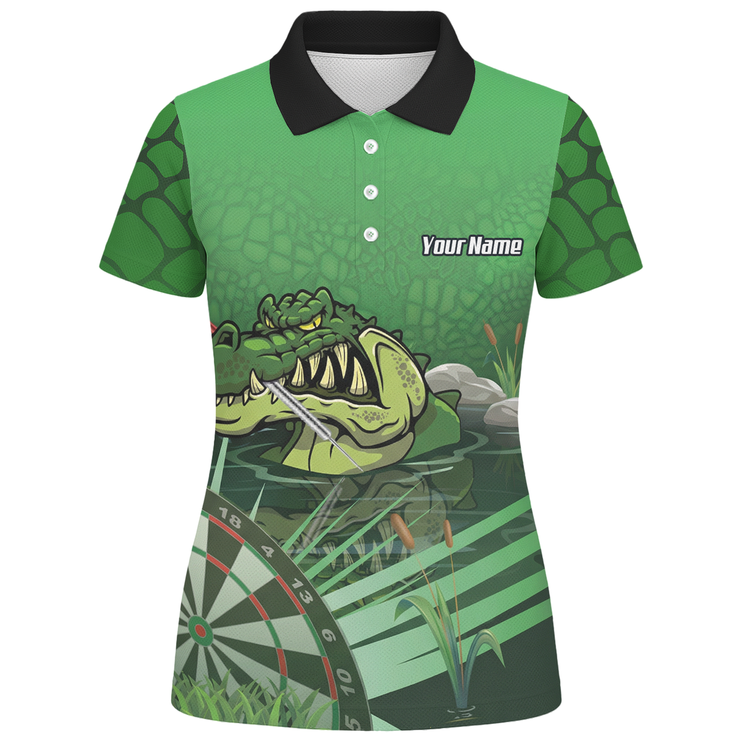 Personalised Crocodile Alligator Dart Jersey Green Polo and Zipper For Women E0192