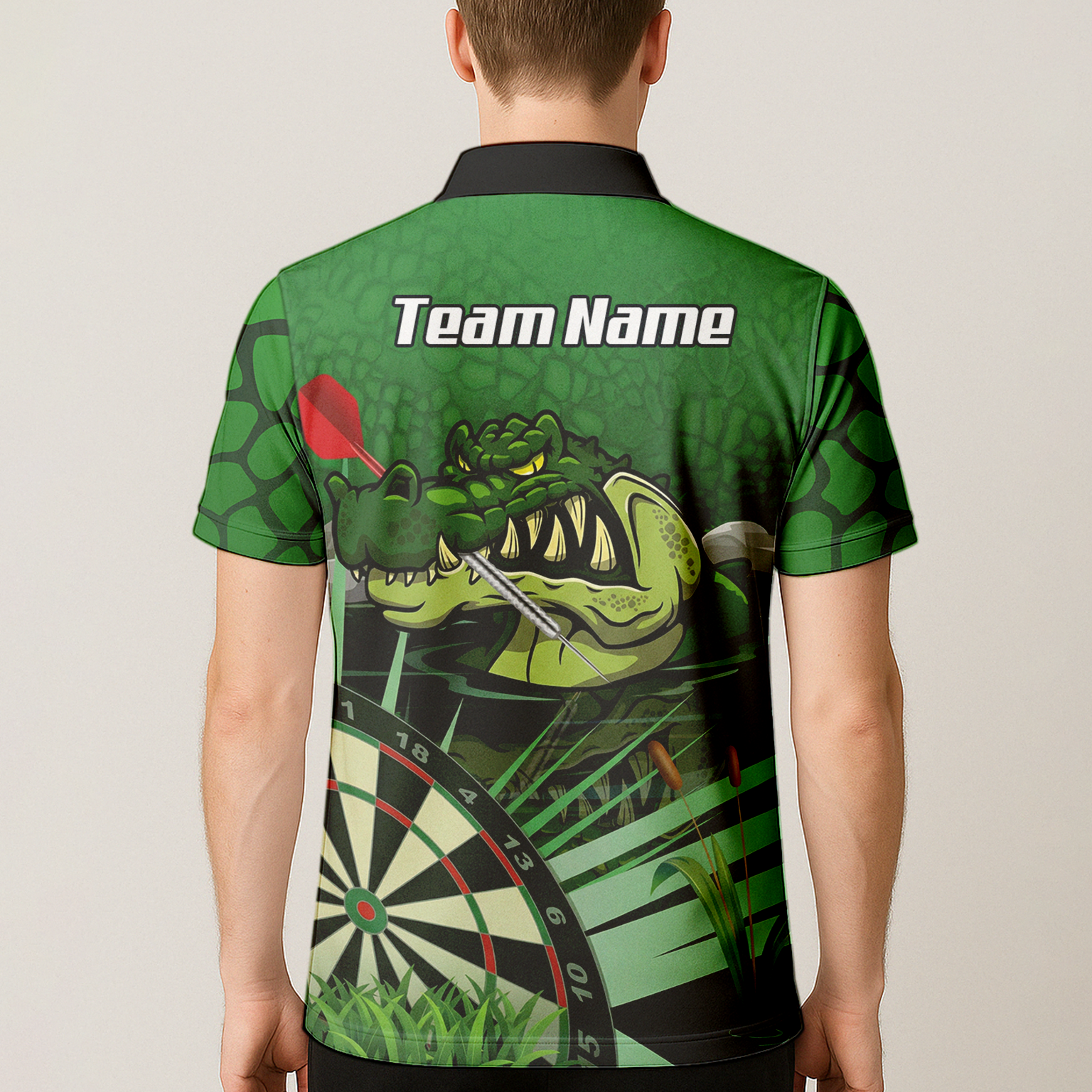 Personalised Crocodile Alligator Dart Jersey Green Polo and Zipper For Men E0192