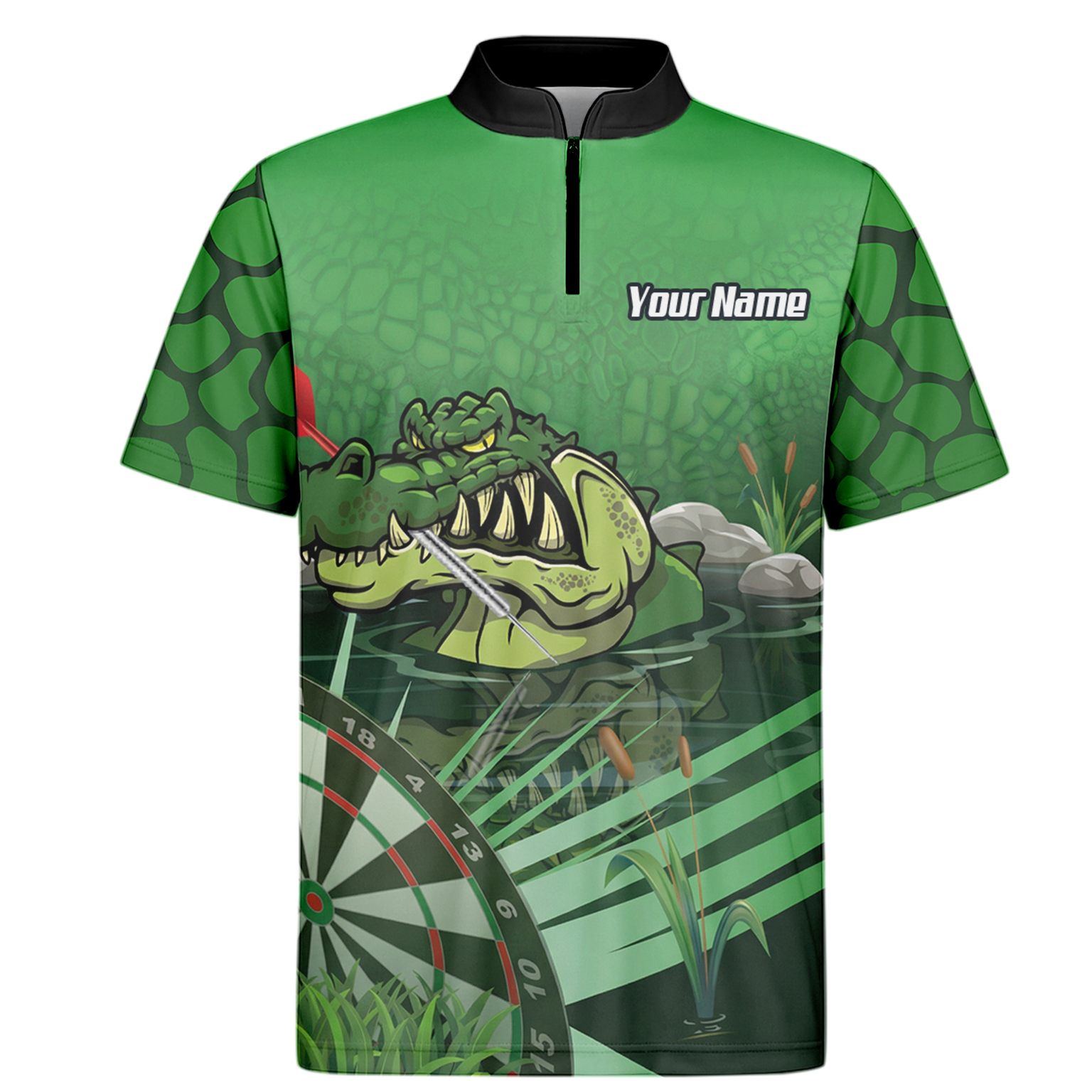 Personalised Crocodile Alligator Dart Jersey Green Polo and Zipper For Men E0192