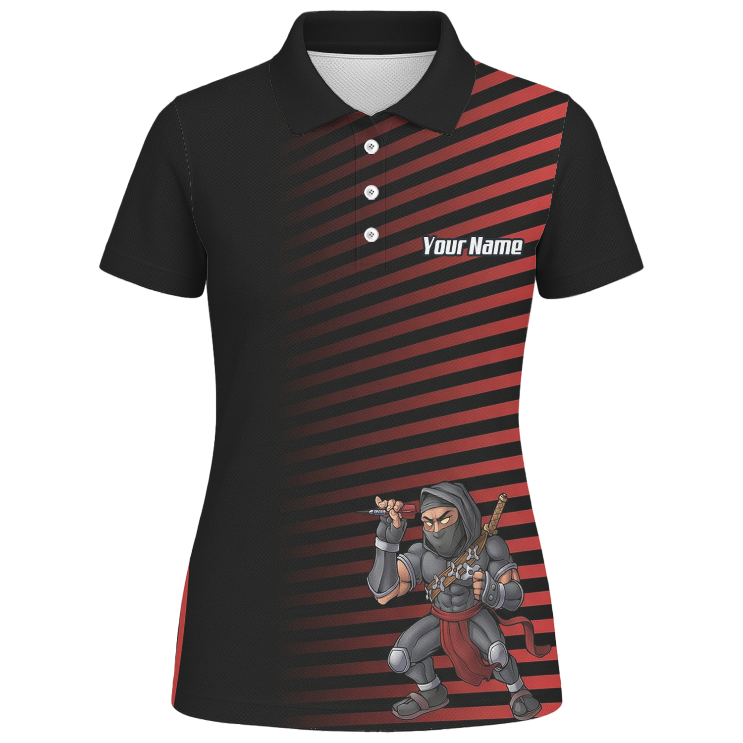 Personalised Ninja Assassin Dart Jersey Red Black Polo and Zipper For Women E1643