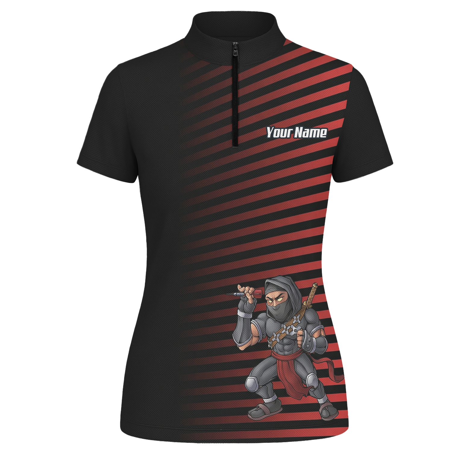 Personalised Ninja Assassin Dart Jersey Red Black Polo and Zipper For Women E1643 - Zipper Yes