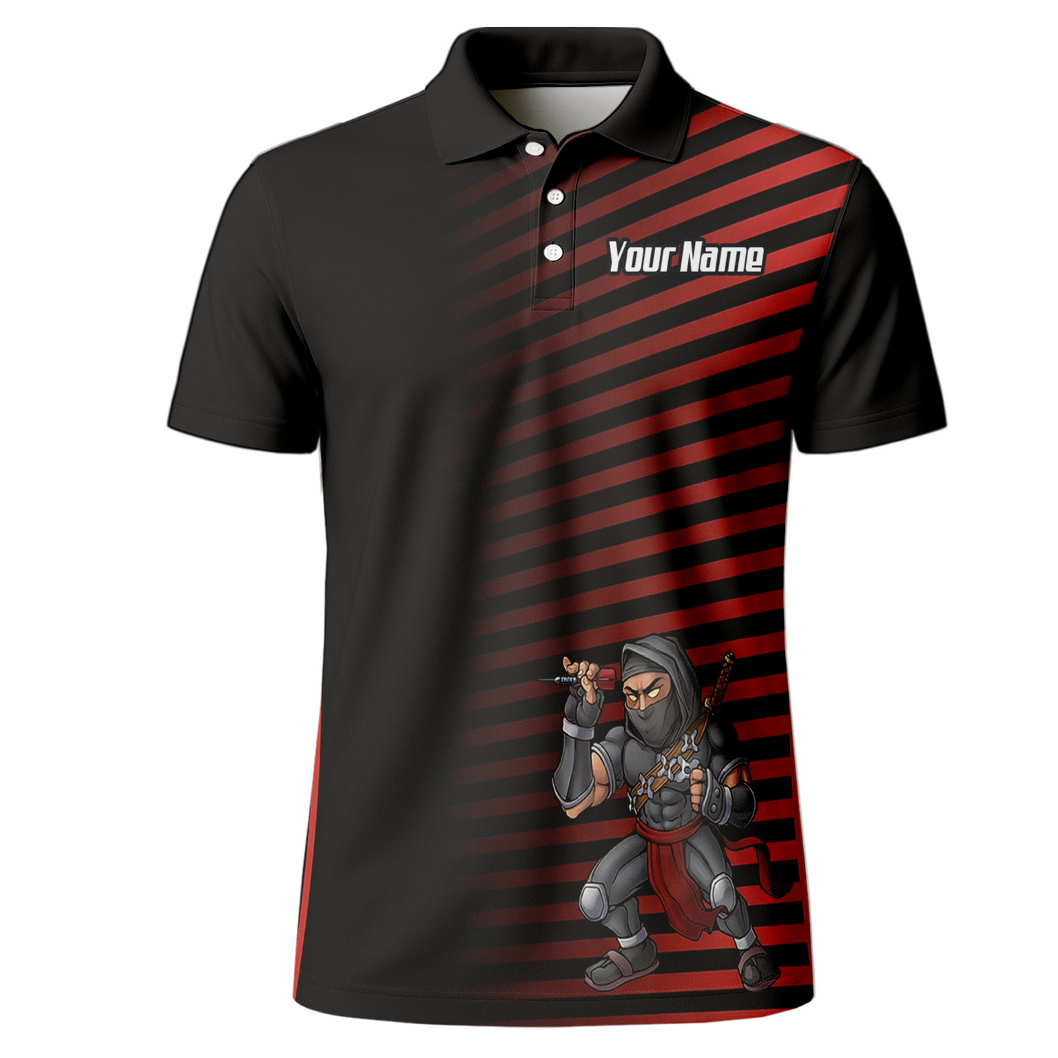 Personalised Ninja Assassin Dart Jersey Red Black Polo and Zipper For Men E1643