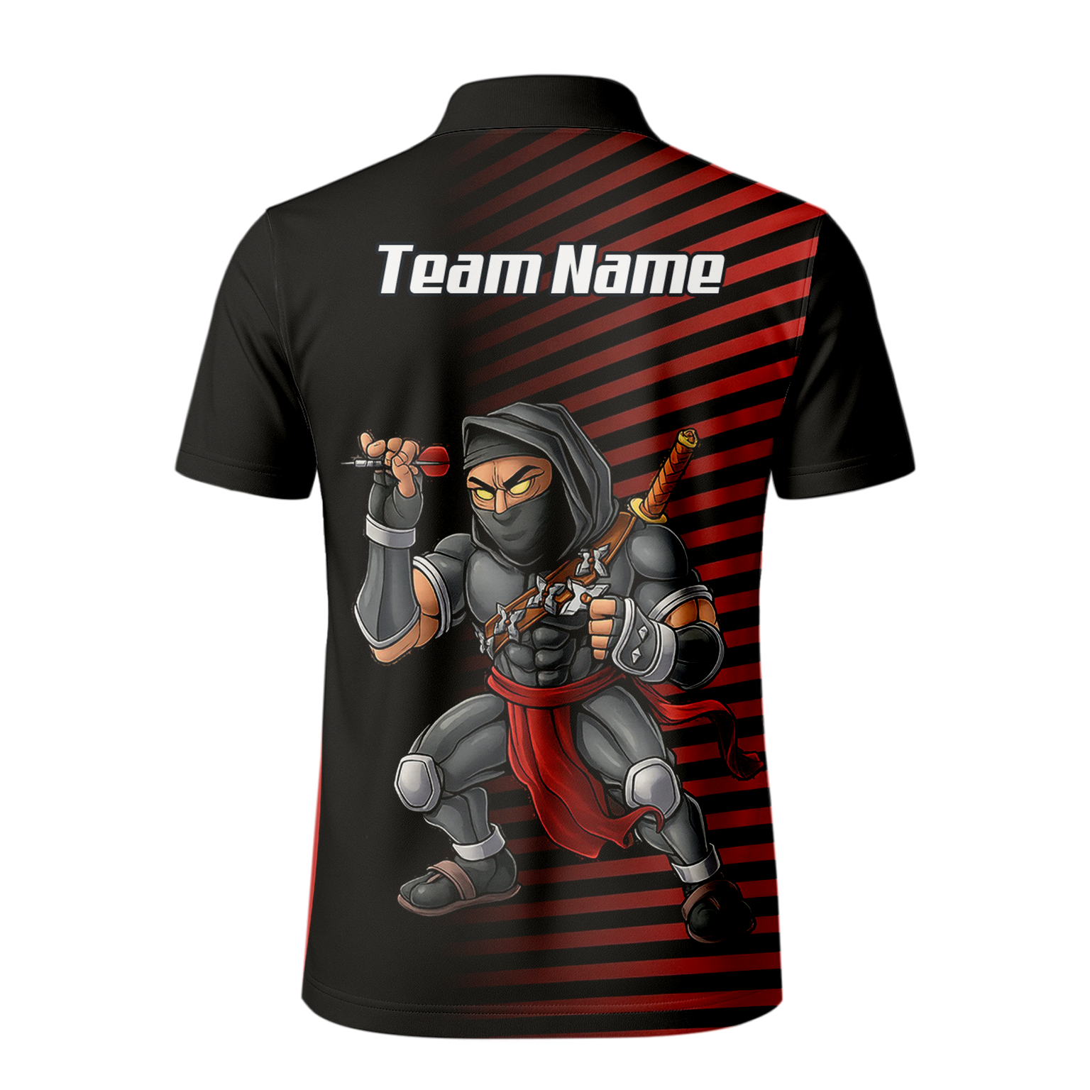 Personalised Ninja Assassin Dart Jersey Red Black Polo and Zipper For Men E1643