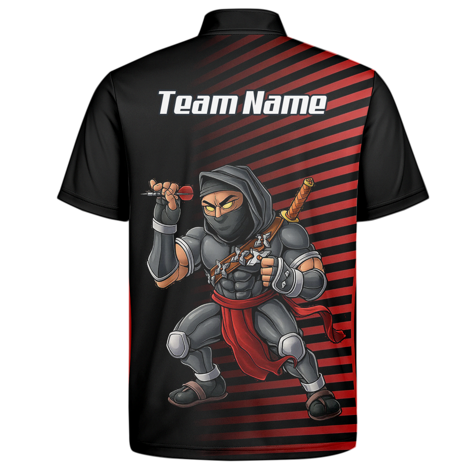 Personalised Ninja Assassin Dart Jersey Red Black Polo and Zipper For Men E1643