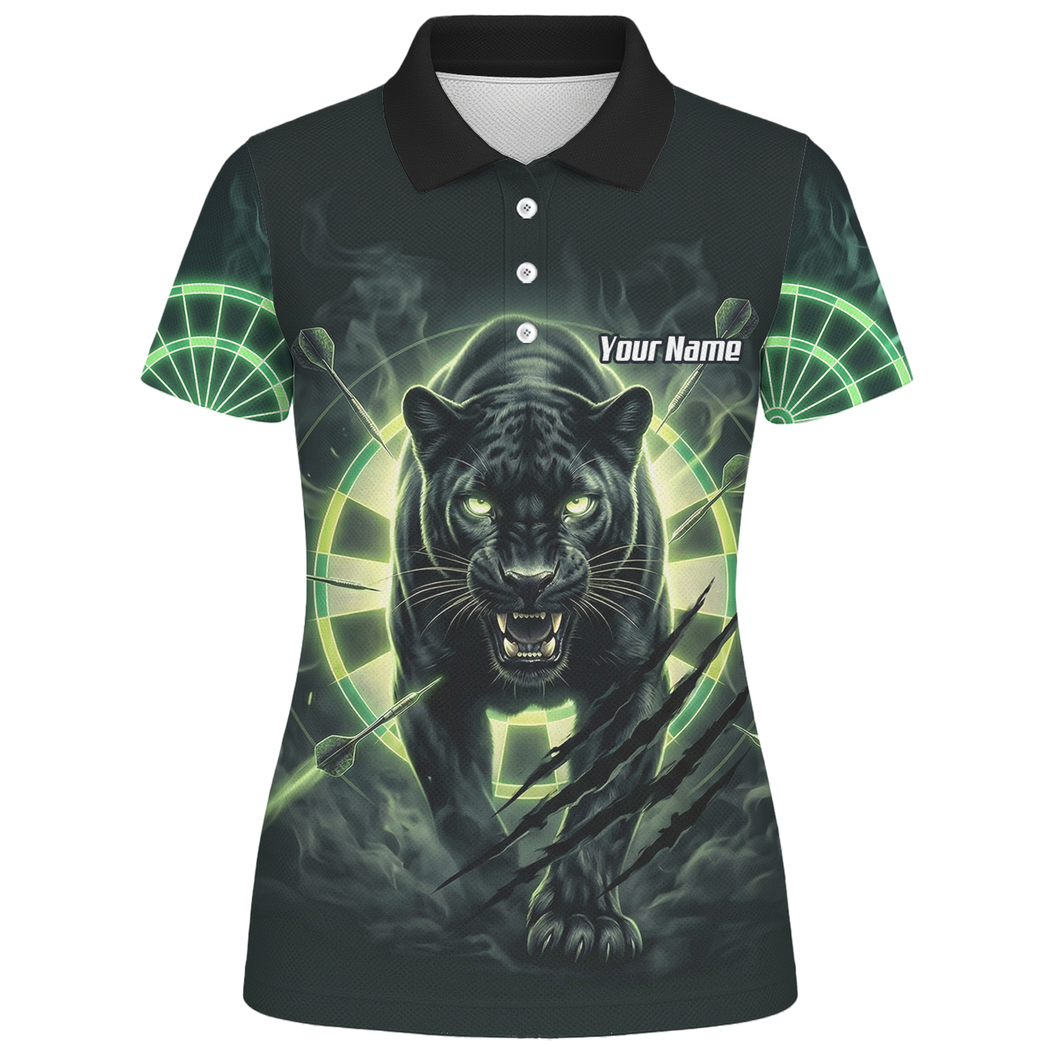 Personalised Black Panther Dart Jersey For Women Custom Neon Green Polo Shirt F5579