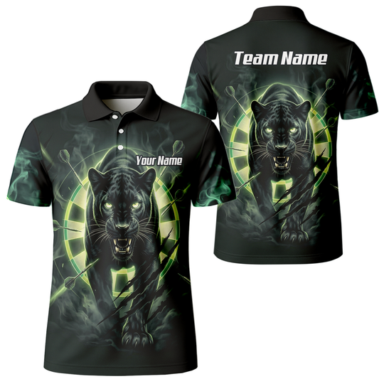 Personalised Black Panther Dart Jersey For Men Custom Neon Green Polo Shirt F5579