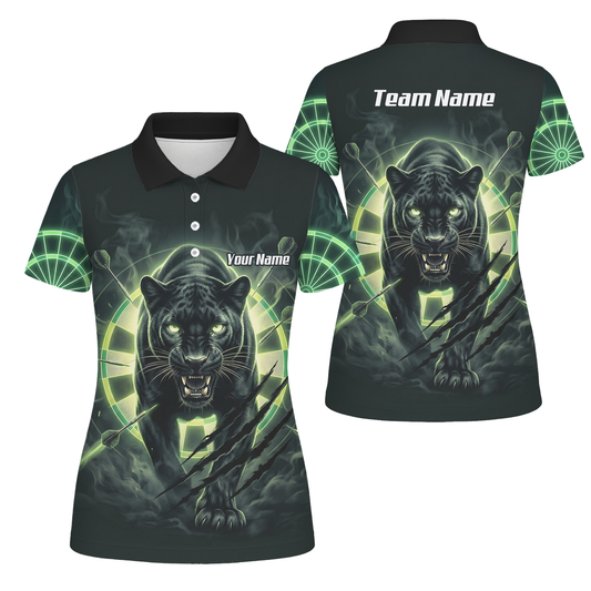 Personalised Black Panther Dart Jersey For Women Custom Neon Green Polo Shirt F5579